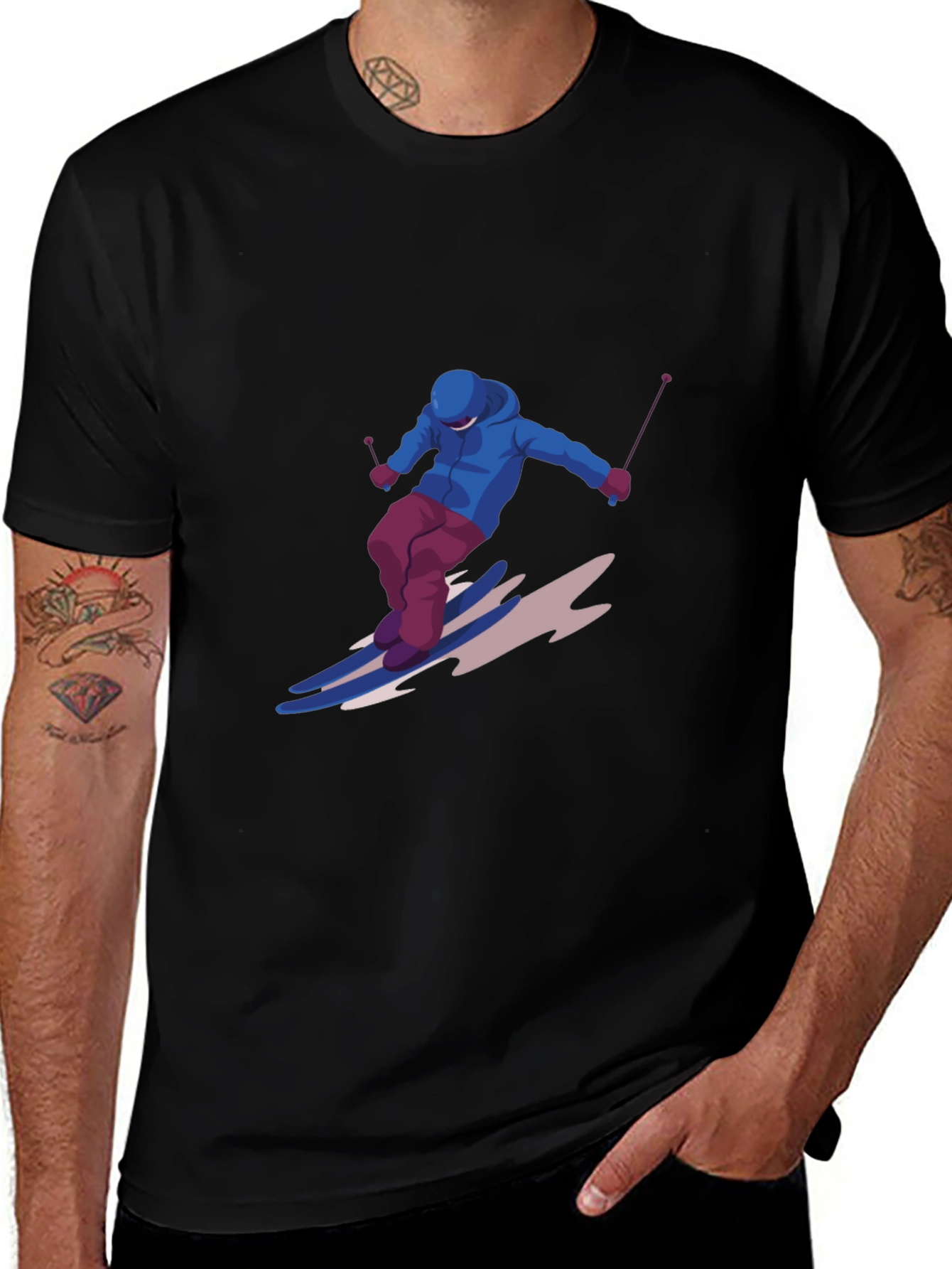 Cool Skiing Graphic T-Shirt