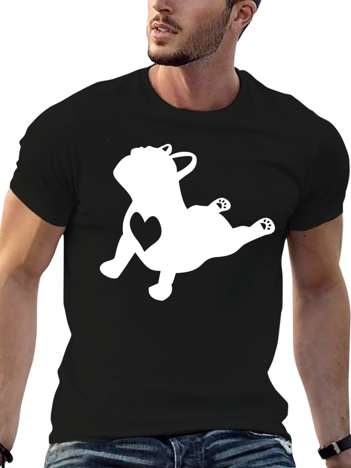 Cute French Bulldog Heart T-Shirt - Relaxed Fit