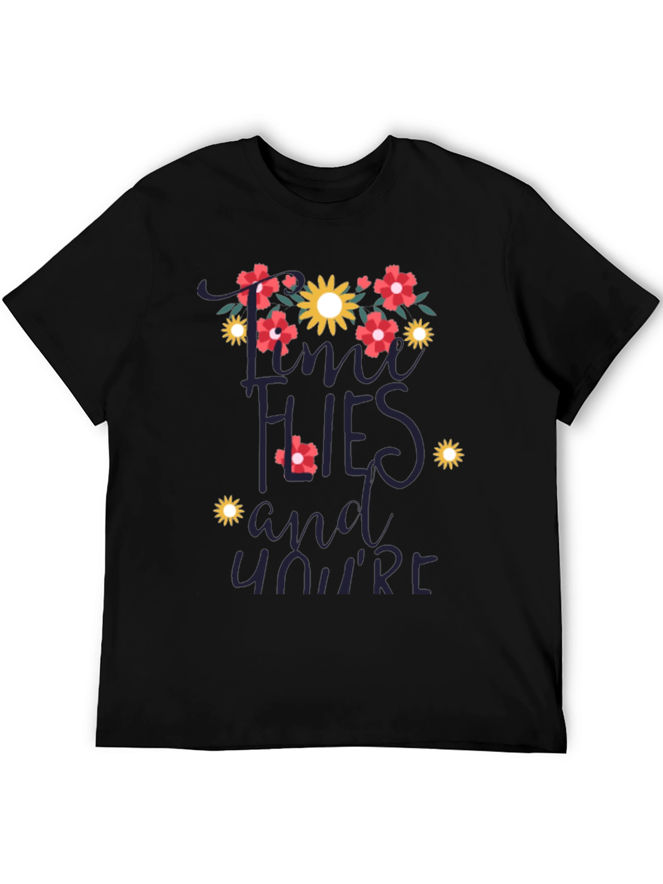 Time Flies Floral Graphic T-Shirt