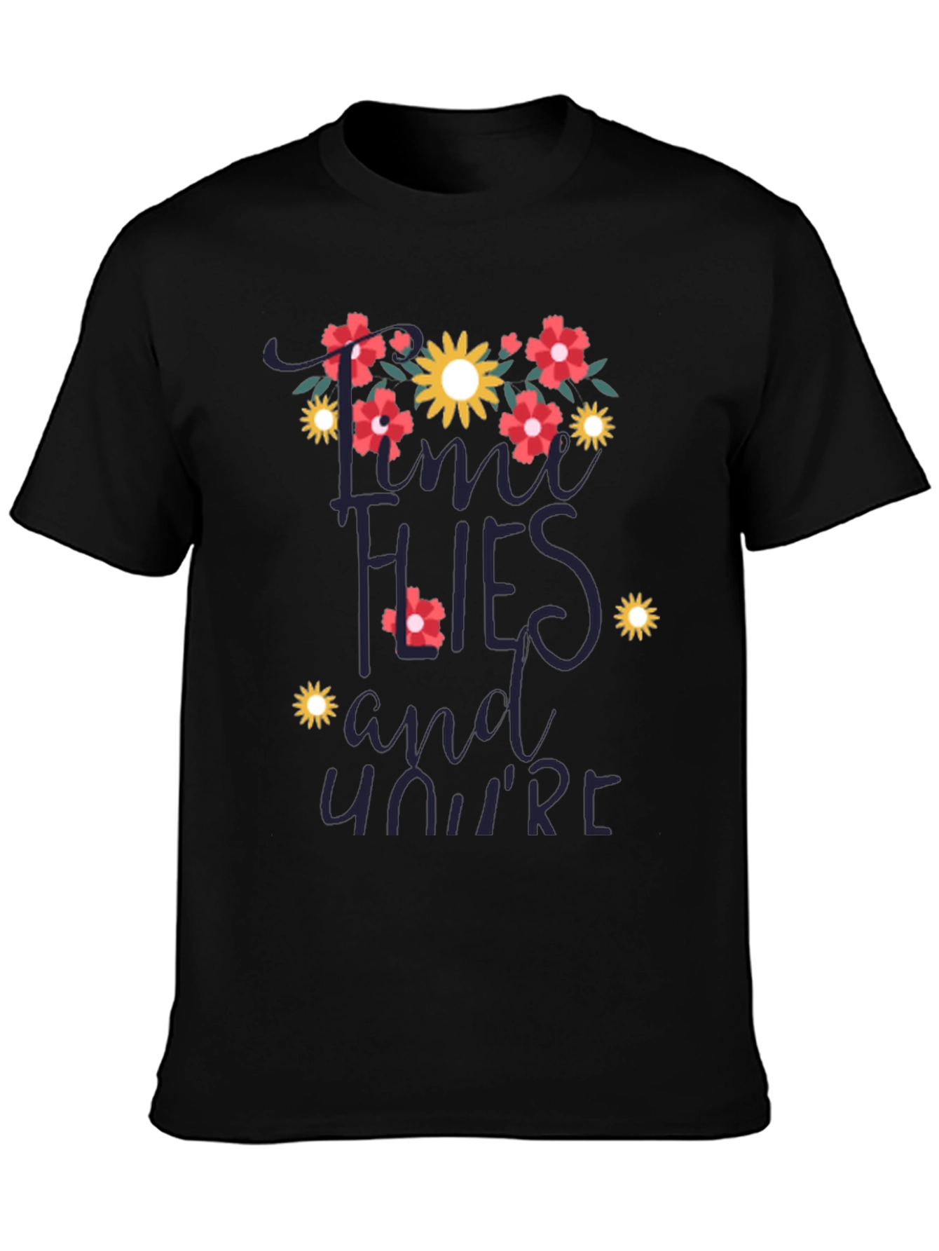 Time Flies Floral Graphic T-Shirt
