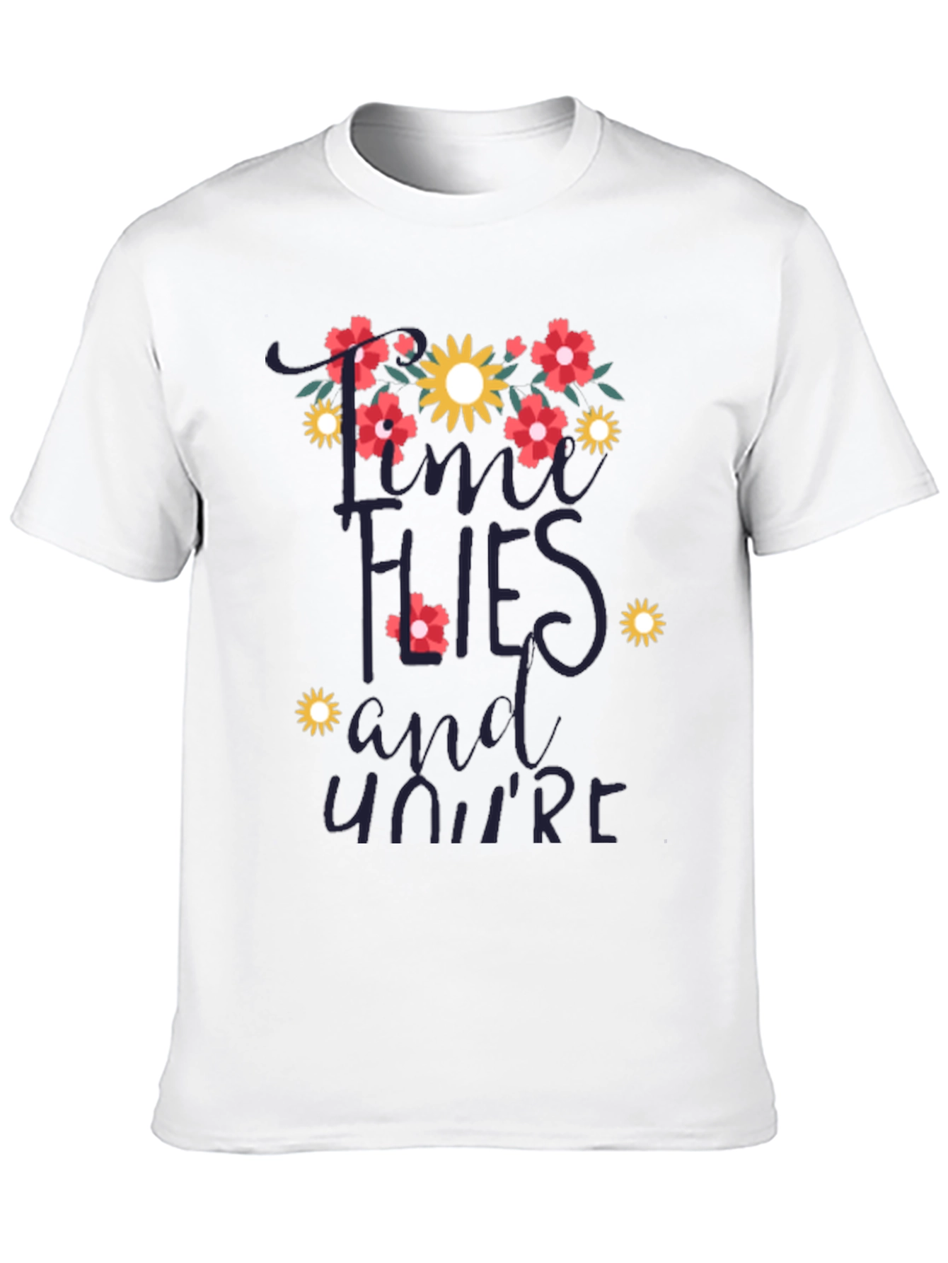 Time Flies Floral Graphic T-Shirt