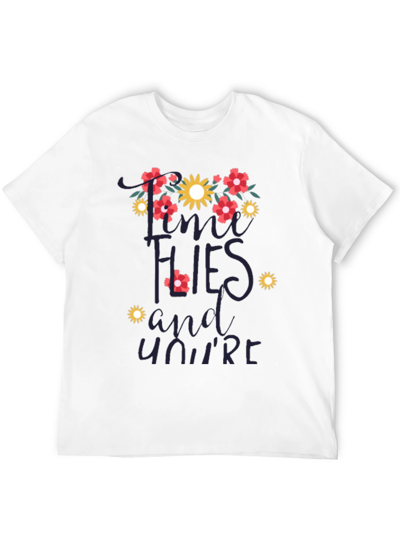 Time Flies Floral Graphic T-Shirt