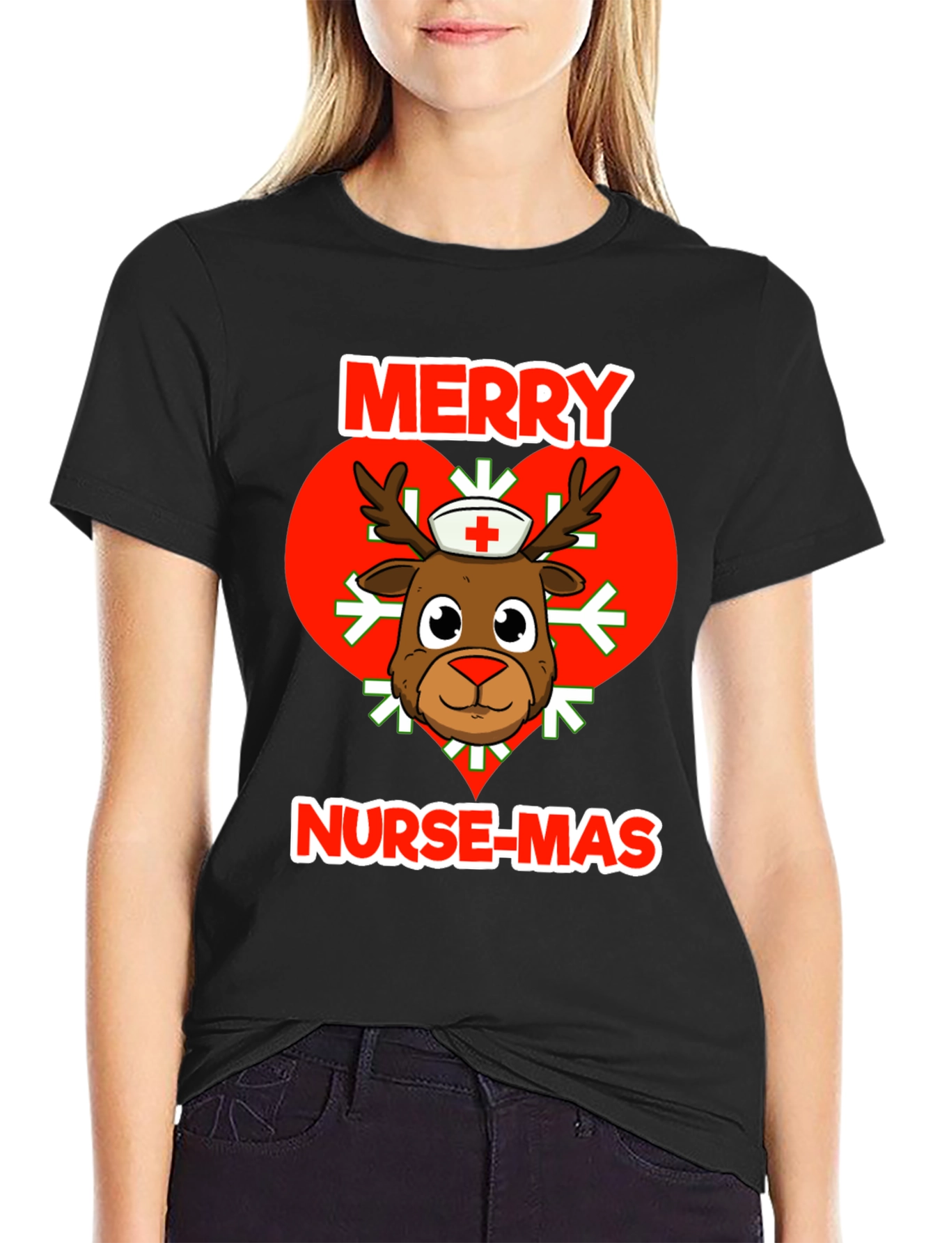 Merry Nurse-Mas T-Shirt: Reindeer Nurse Christmas Tee