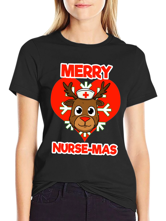 Merry Nurse-Mas T-Shirt: Reindeer Nurse Christmas Tee