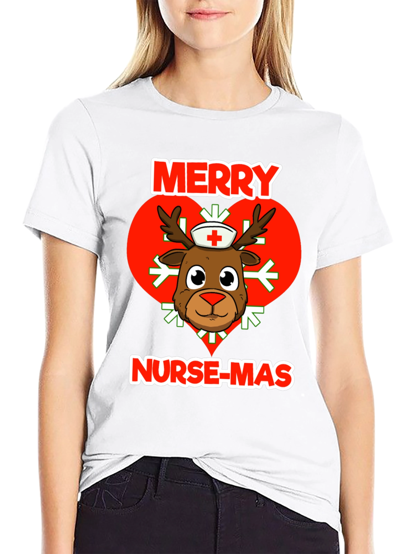 Merry Nurse-Mas T-Shirt: Reindeer Nurse Christmas Tee
