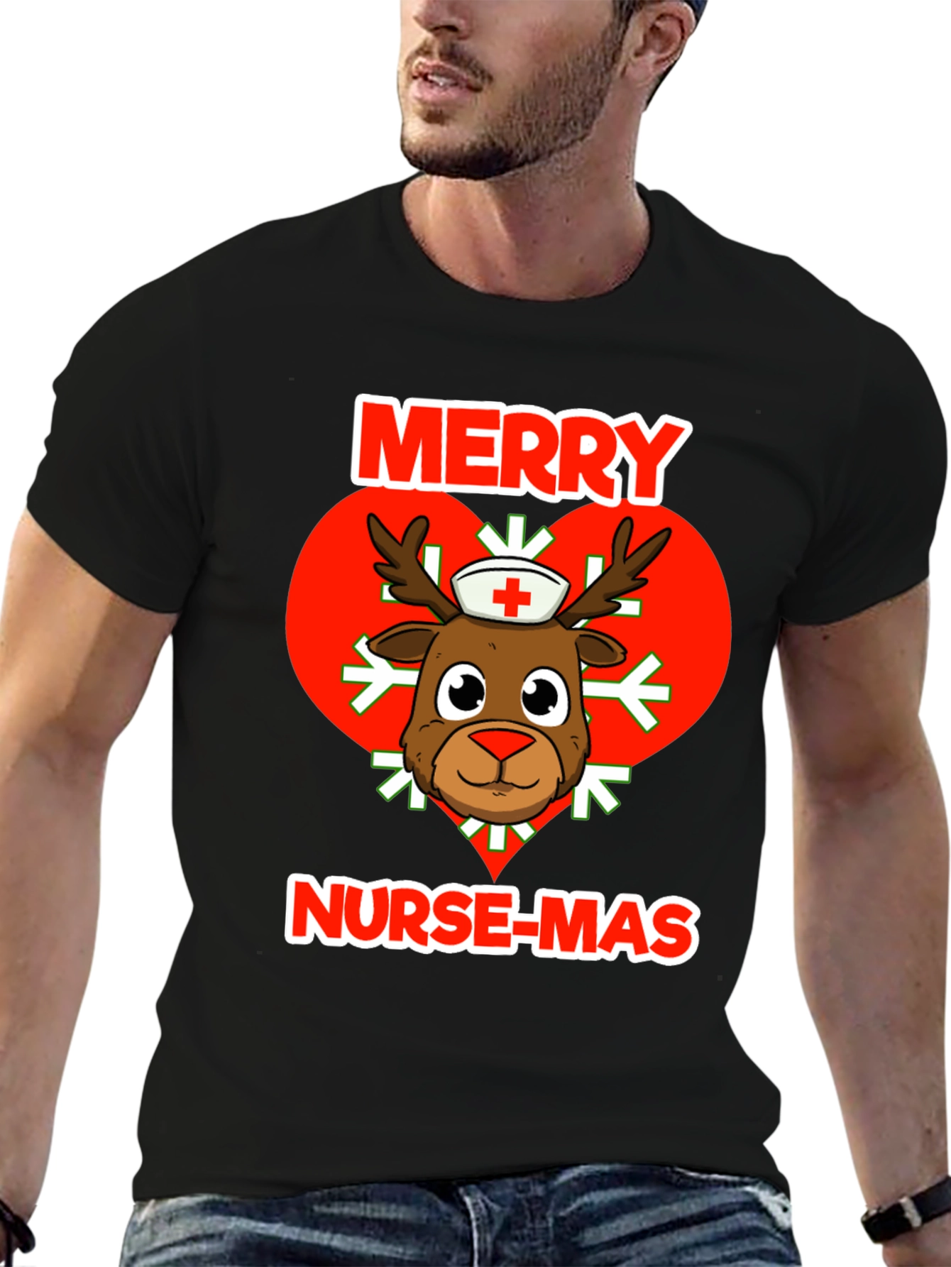 Merry Nurse-Mas T-Shirt: Reindeer Nurse Christmas Tee