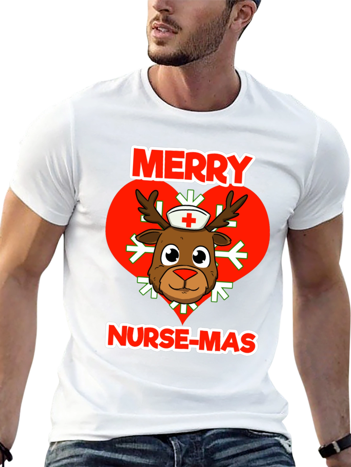 Merry Nurse-Mas T-Shirt: Reindeer Nurse Christmas Tee