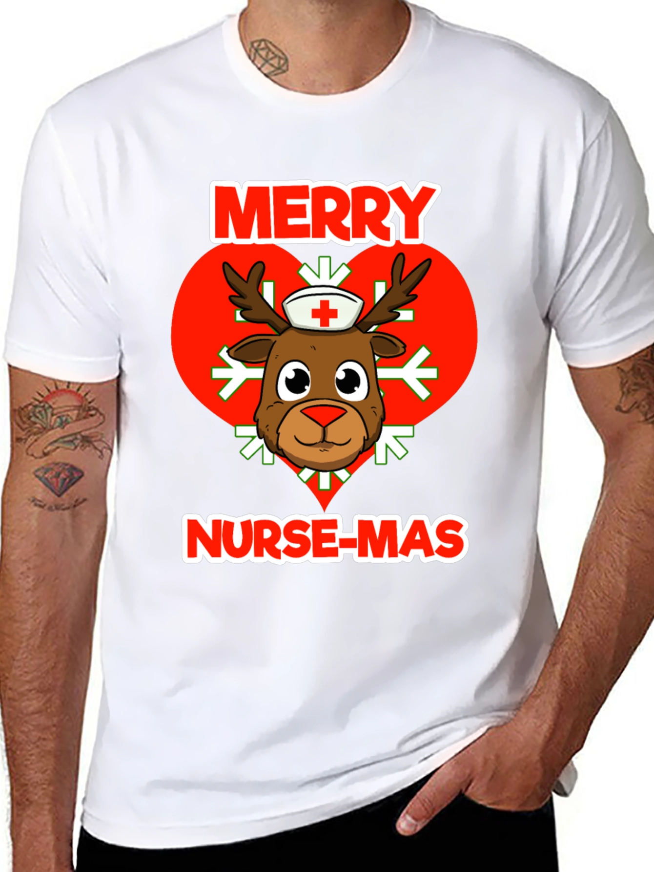 Merry Nurse-Mas T-Shirt: Reindeer Nurse Christmas Tee