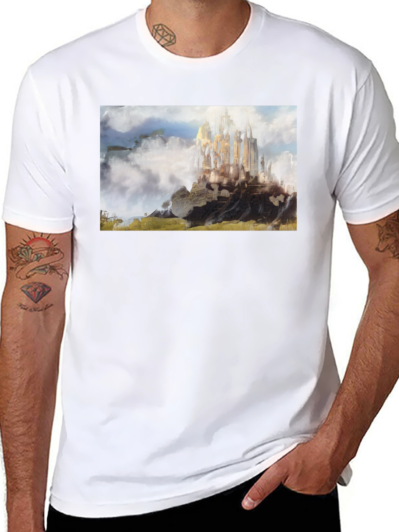 Fantasy Castle T-Shirt - Black Cotton Blend
