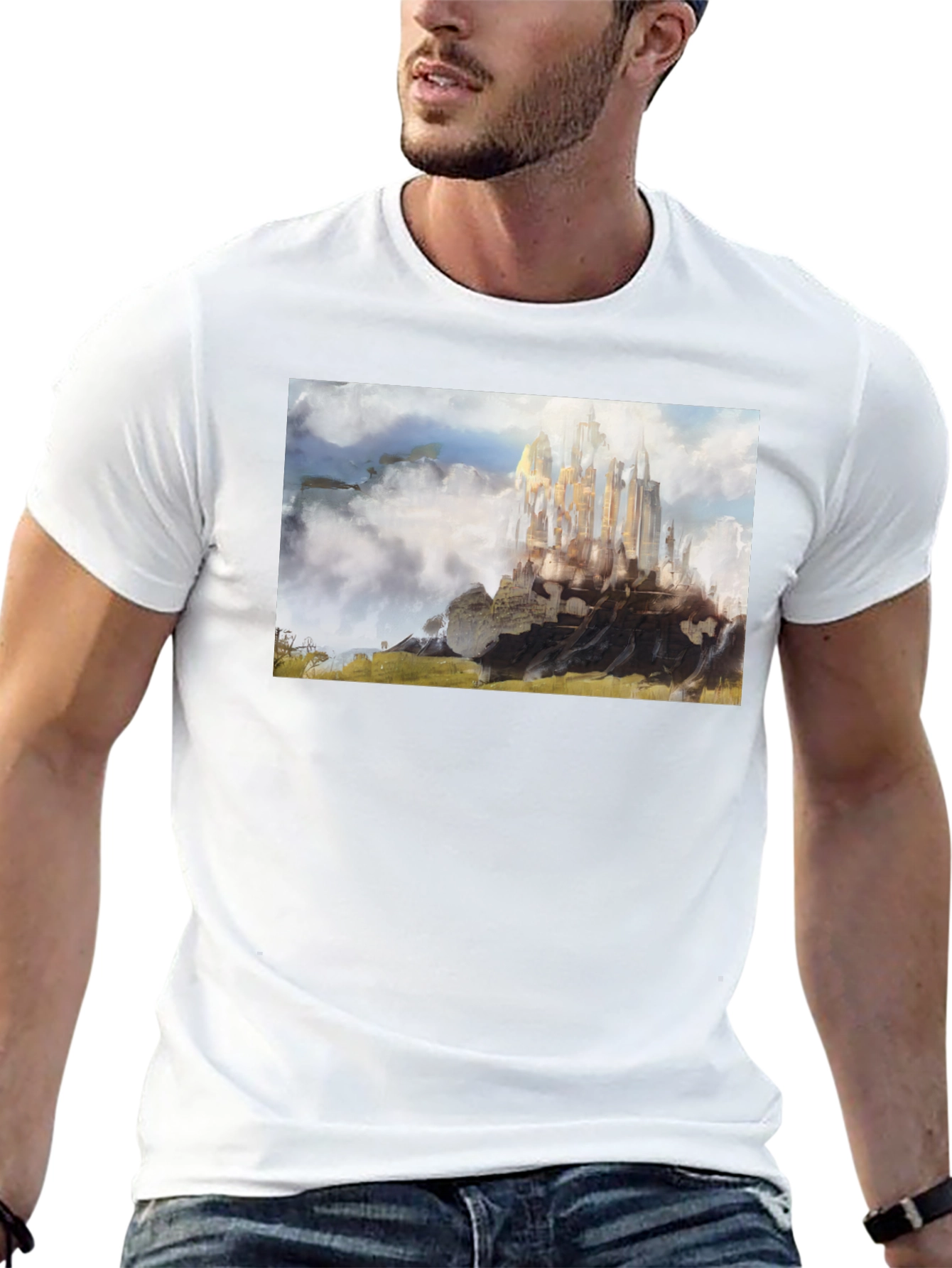 Fantasy Castle T-Shirt - Black Cotton Blend
