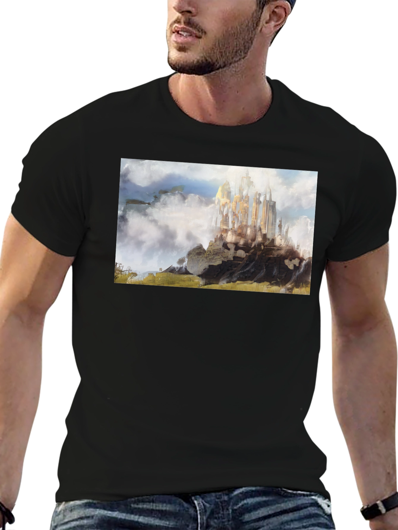 Fantasy Castle T-Shirt - Black Cotton Blend