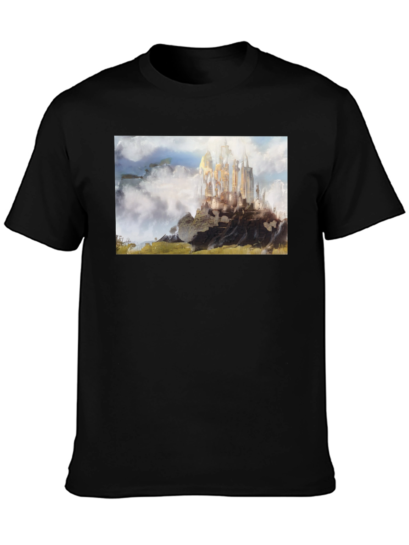 Fantasy Castle T-Shirt - Black Cotton Blend