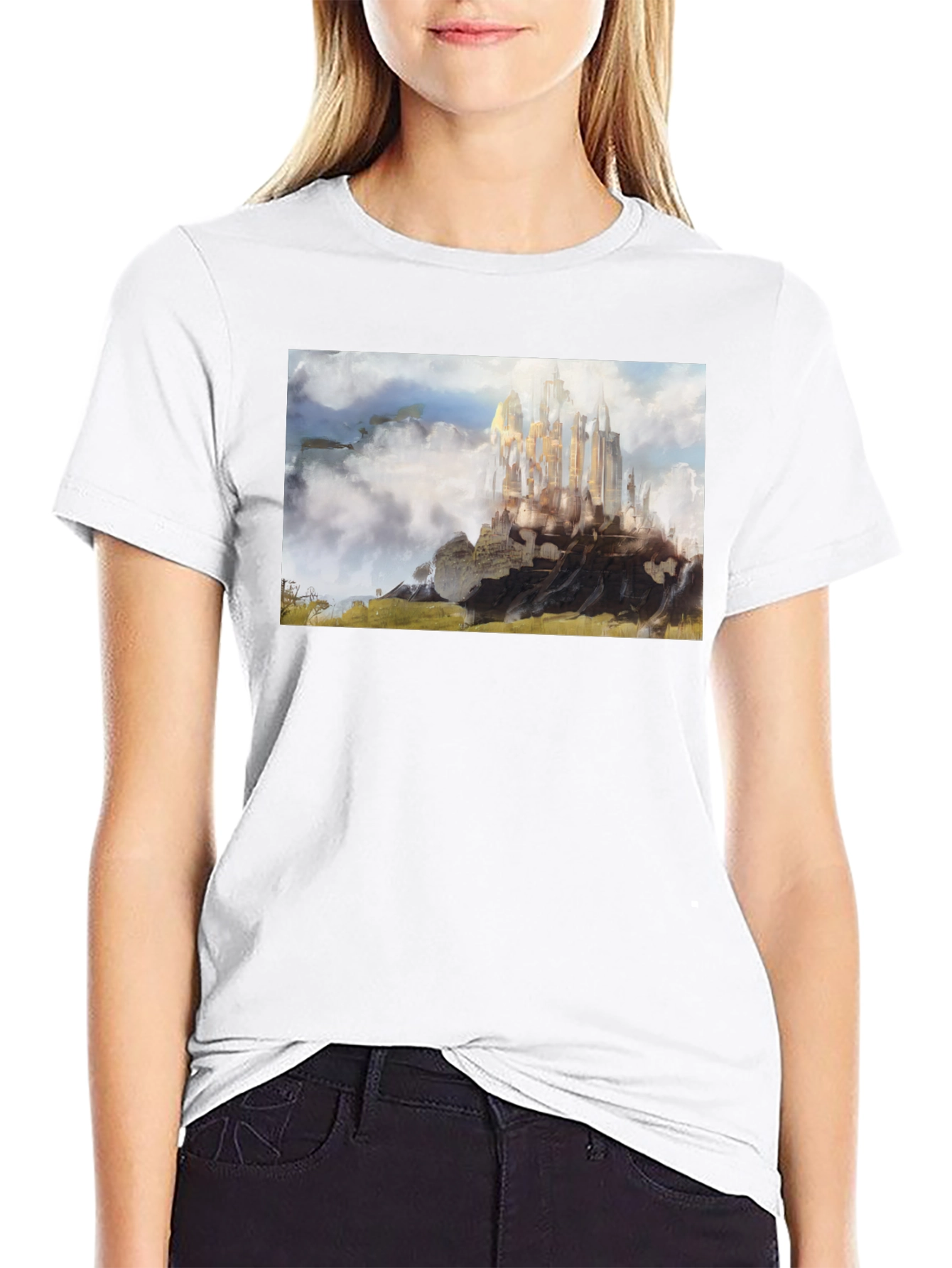 Fantasy Castle T-Shirt - Black Cotton Blend