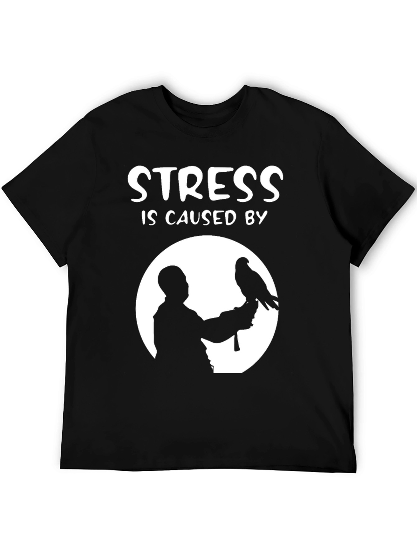 Stress Caused By Birds T-Shirt: Falconry Silhouette Design