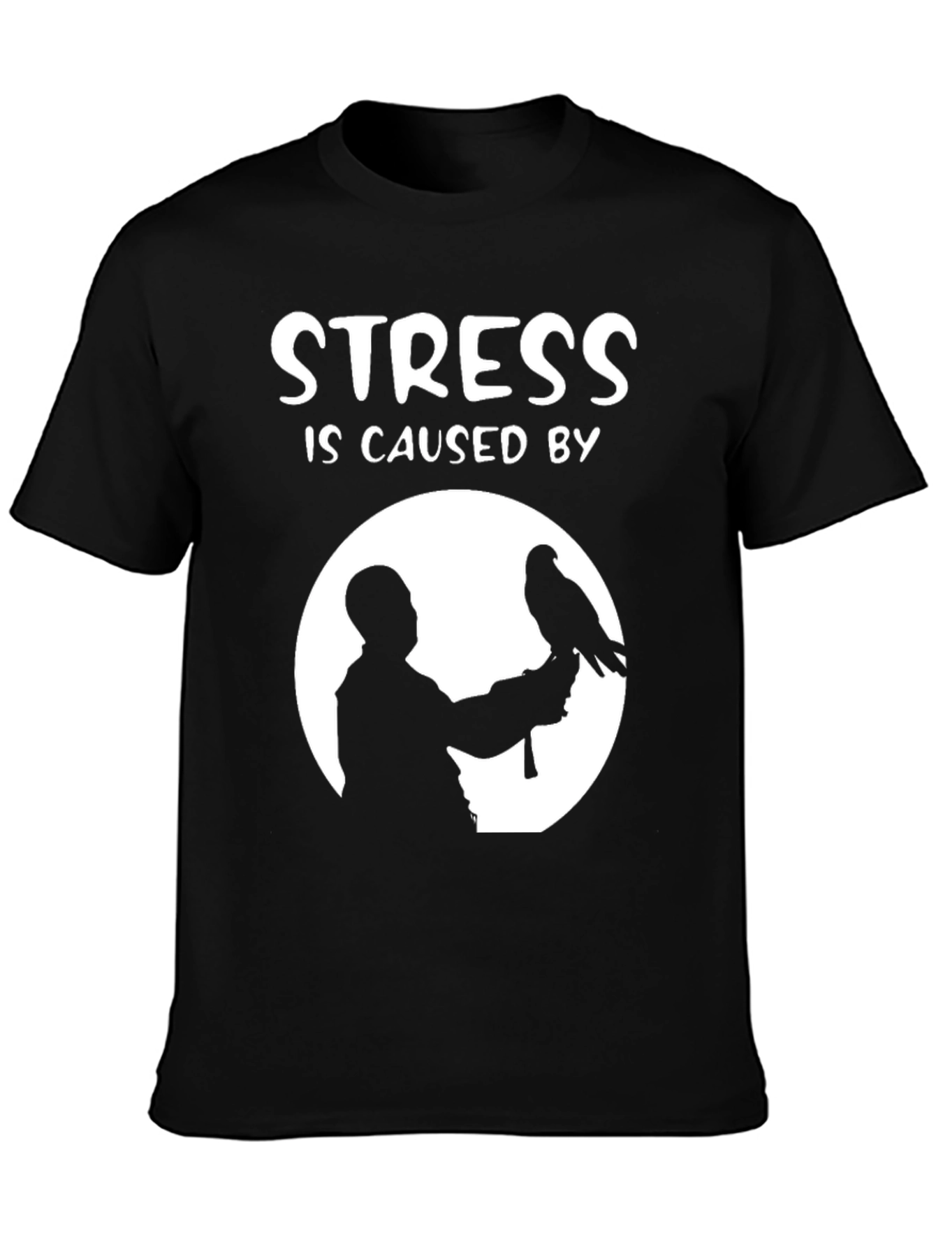 Stress Caused By Birds T-Shirt: Falconry Silhouette Design