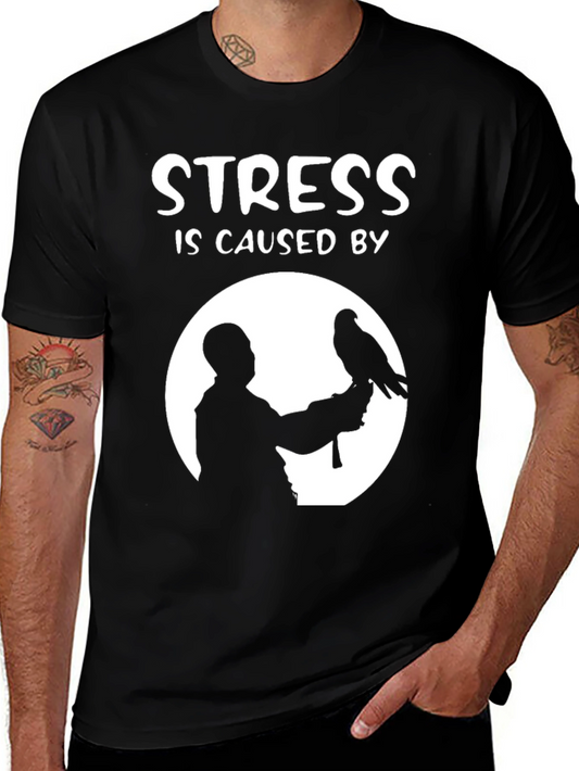Stress Caused By Birds T-Shirt: Falconry Silhouette Design