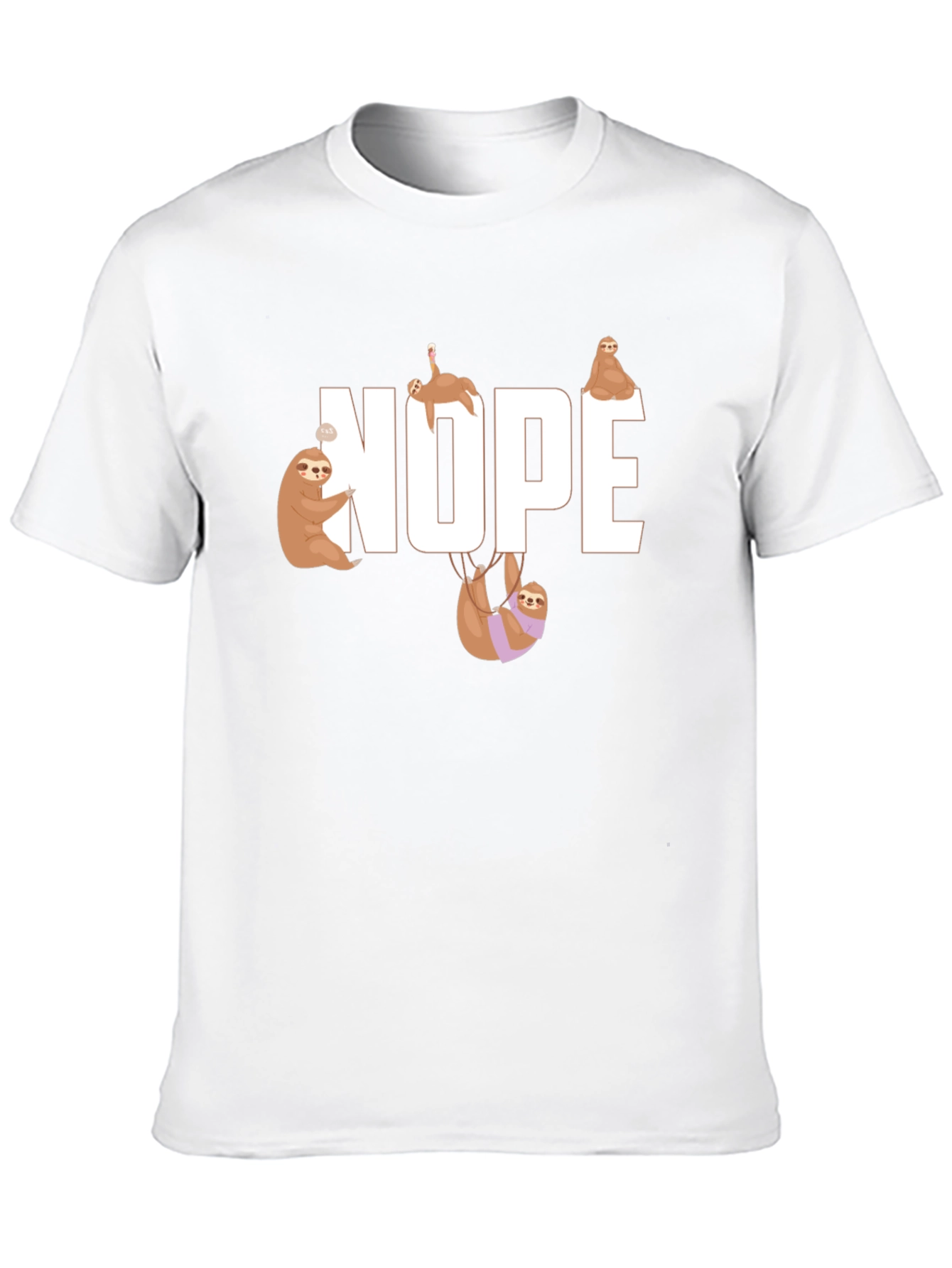 Nope Sloth Graphic T-Shirt - Relaxed Style