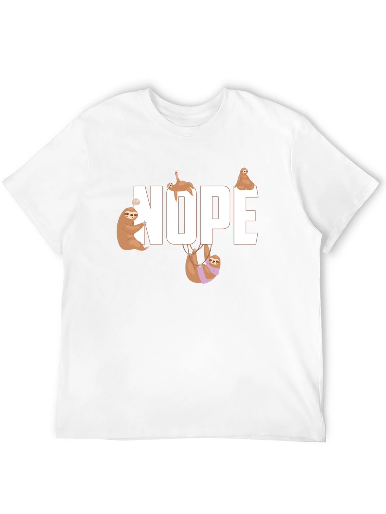 Nope Sloth Graphic T-Shirt - Relaxed Style