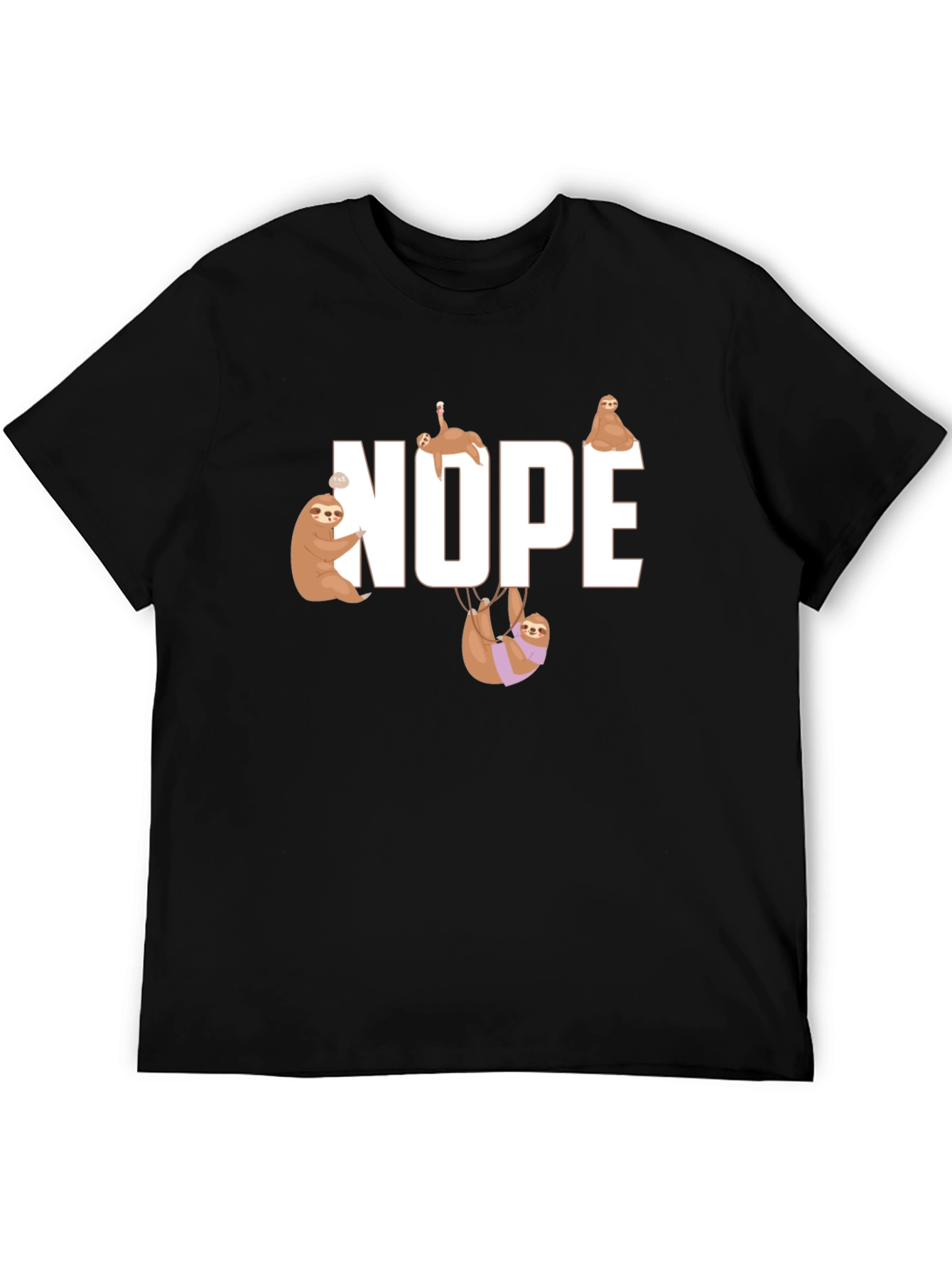 Nope Sloth Graphic T-Shirt - Relaxed Style