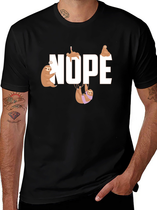 Nope Sloth Graphic T-Shirt - Relaxed Style