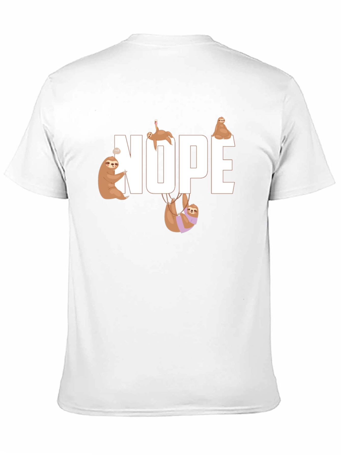 Nope Sloth Graphic T-Shirt - Relaxed Style
