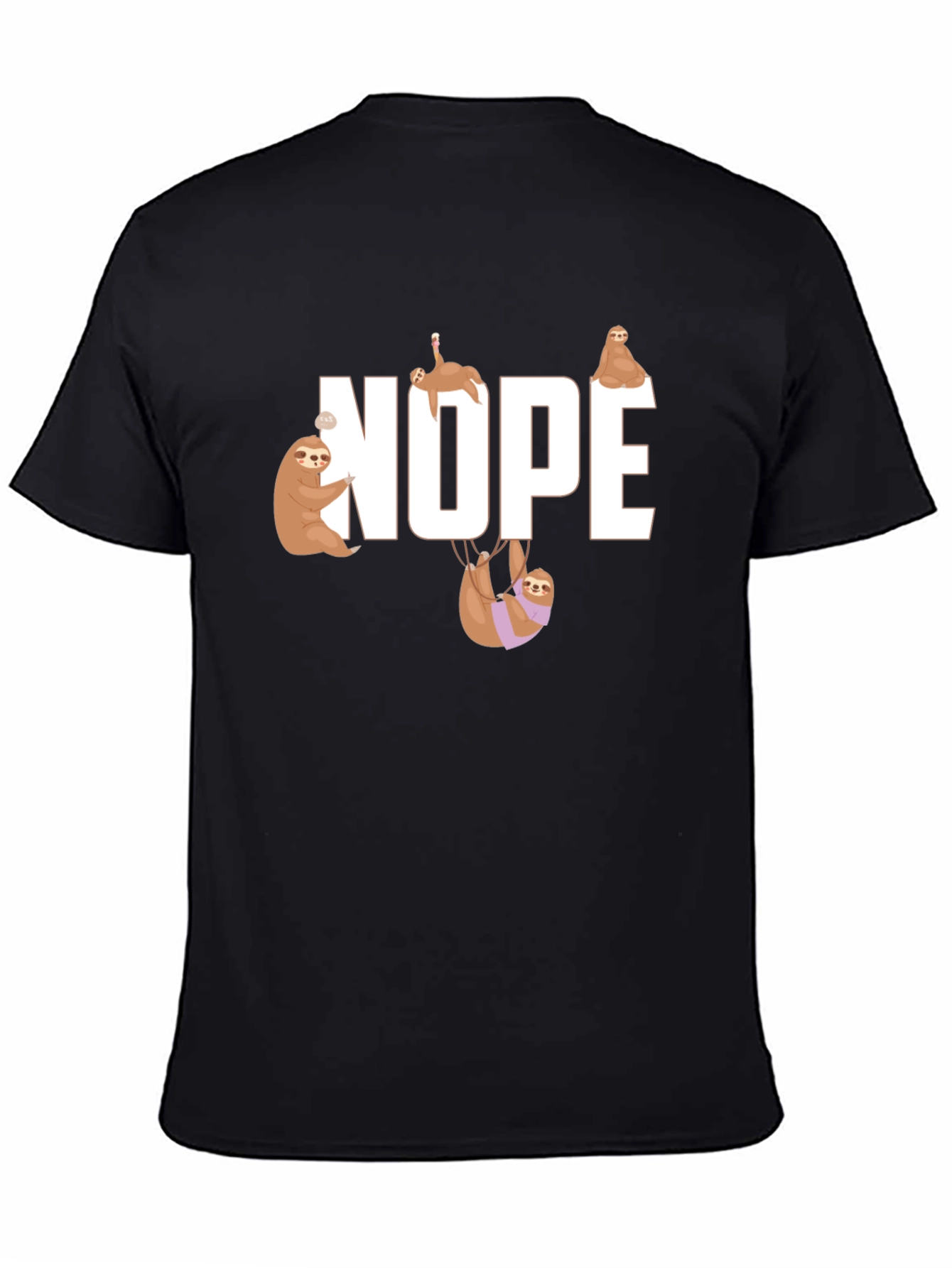 Nope Sloth Graphic T-Shirt - Relaxed Style