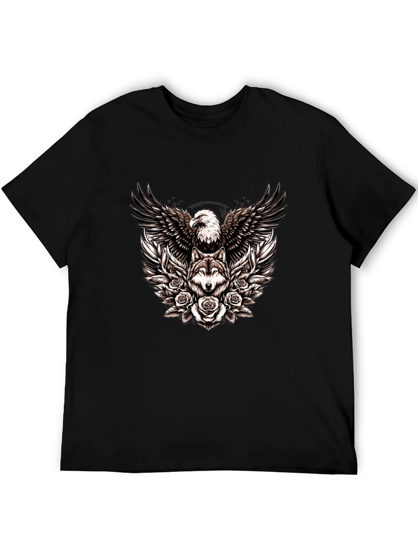 Eagle and Wolf Graphic Tee - Black