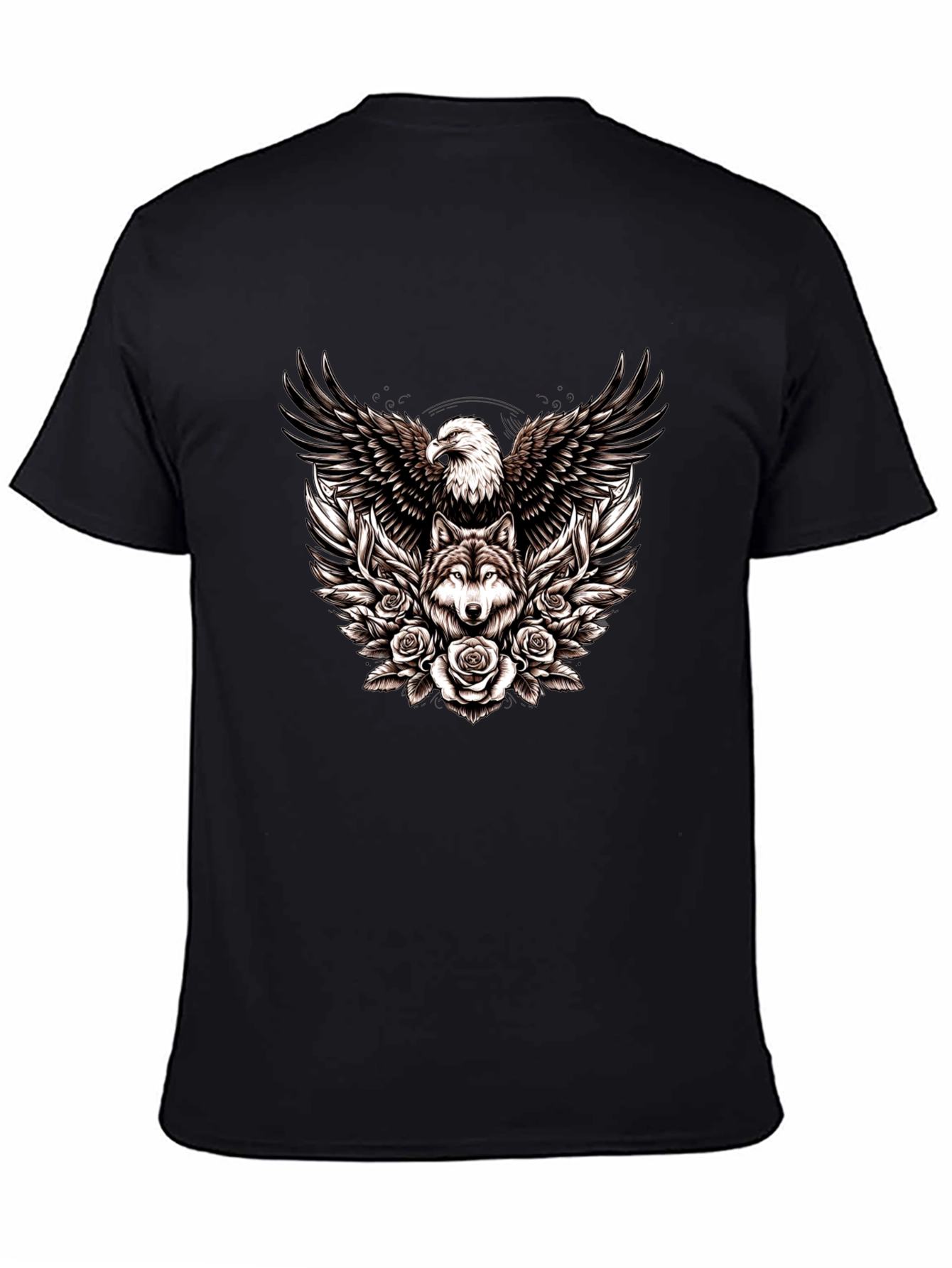 Eagle and Wolf Graphic Tee - Black