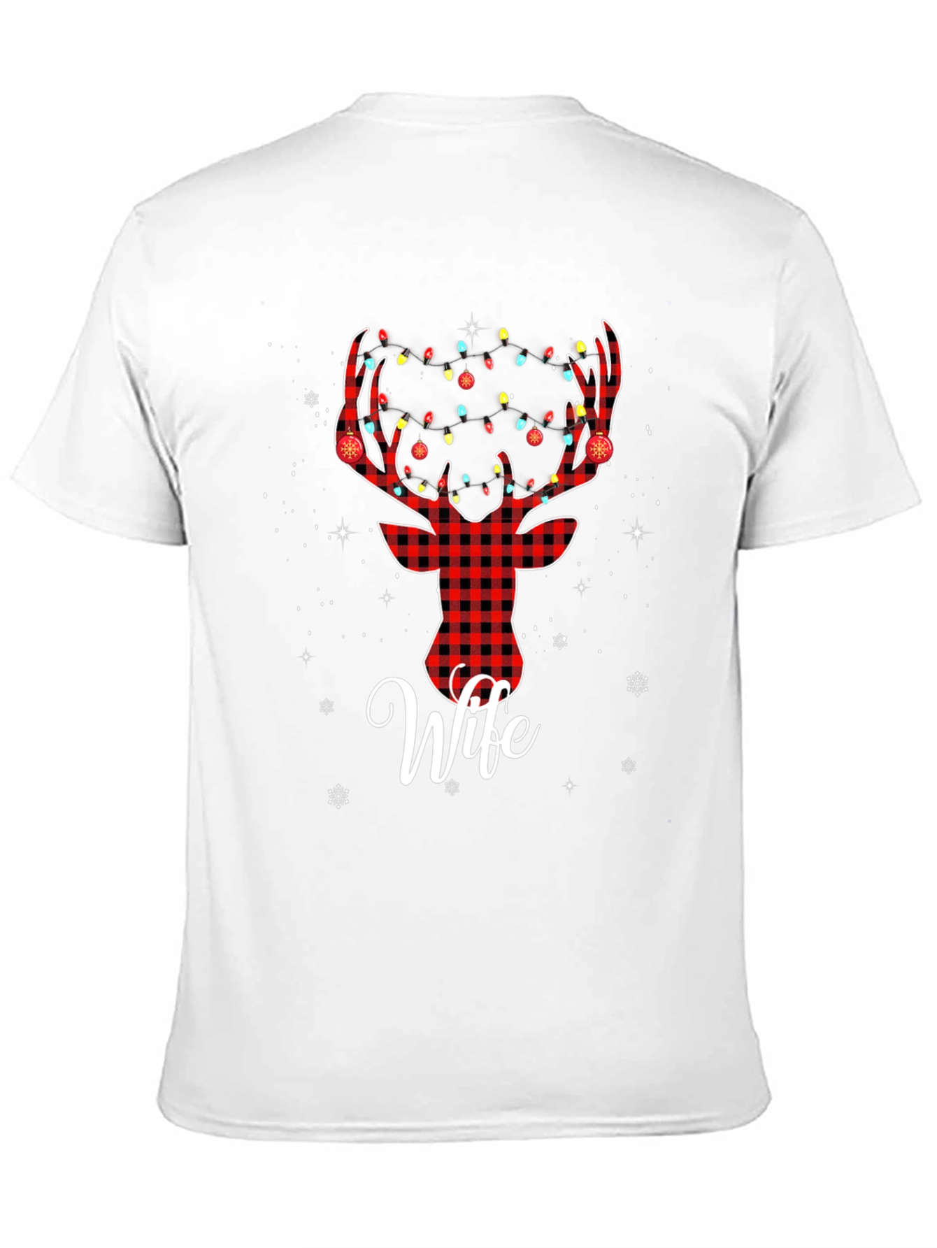 Wife Reindeer Plaid Christmas T-Shirt
