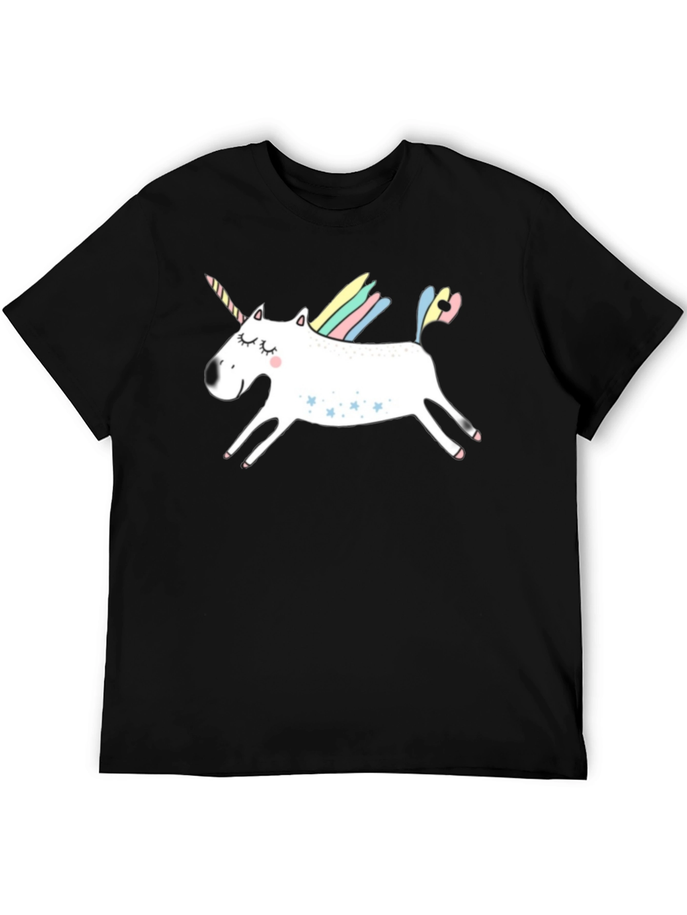 Unicorn Graphic Print Mens Black T-Shirt