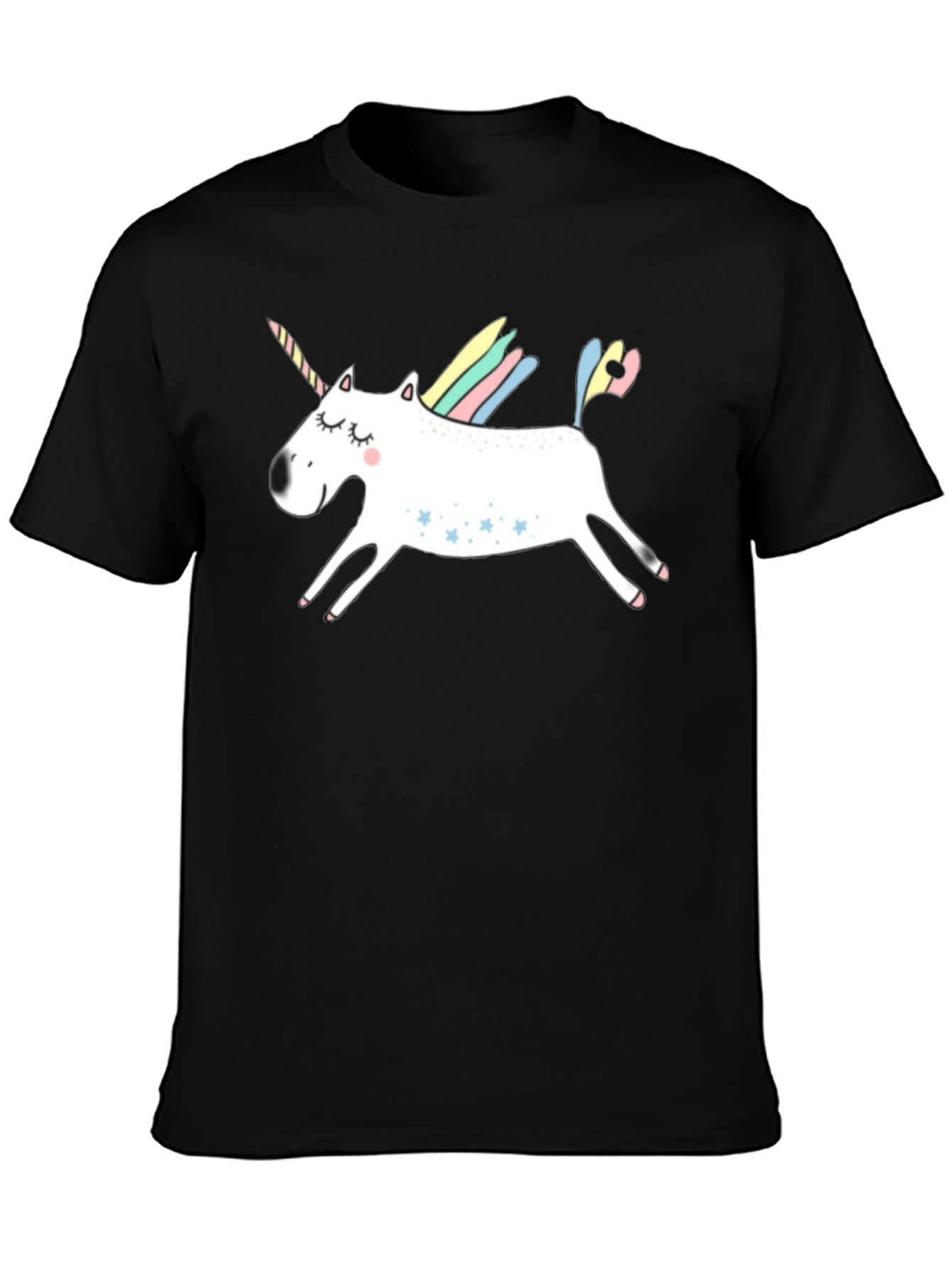 Unicorn Graphic Print Mens Black T-Shirt