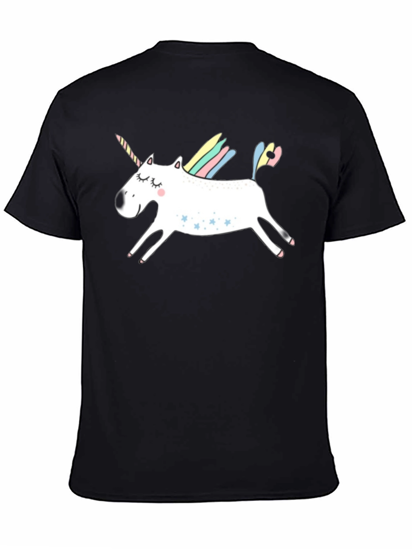 Unicorn Graphic Print Mens Black T-Shirt