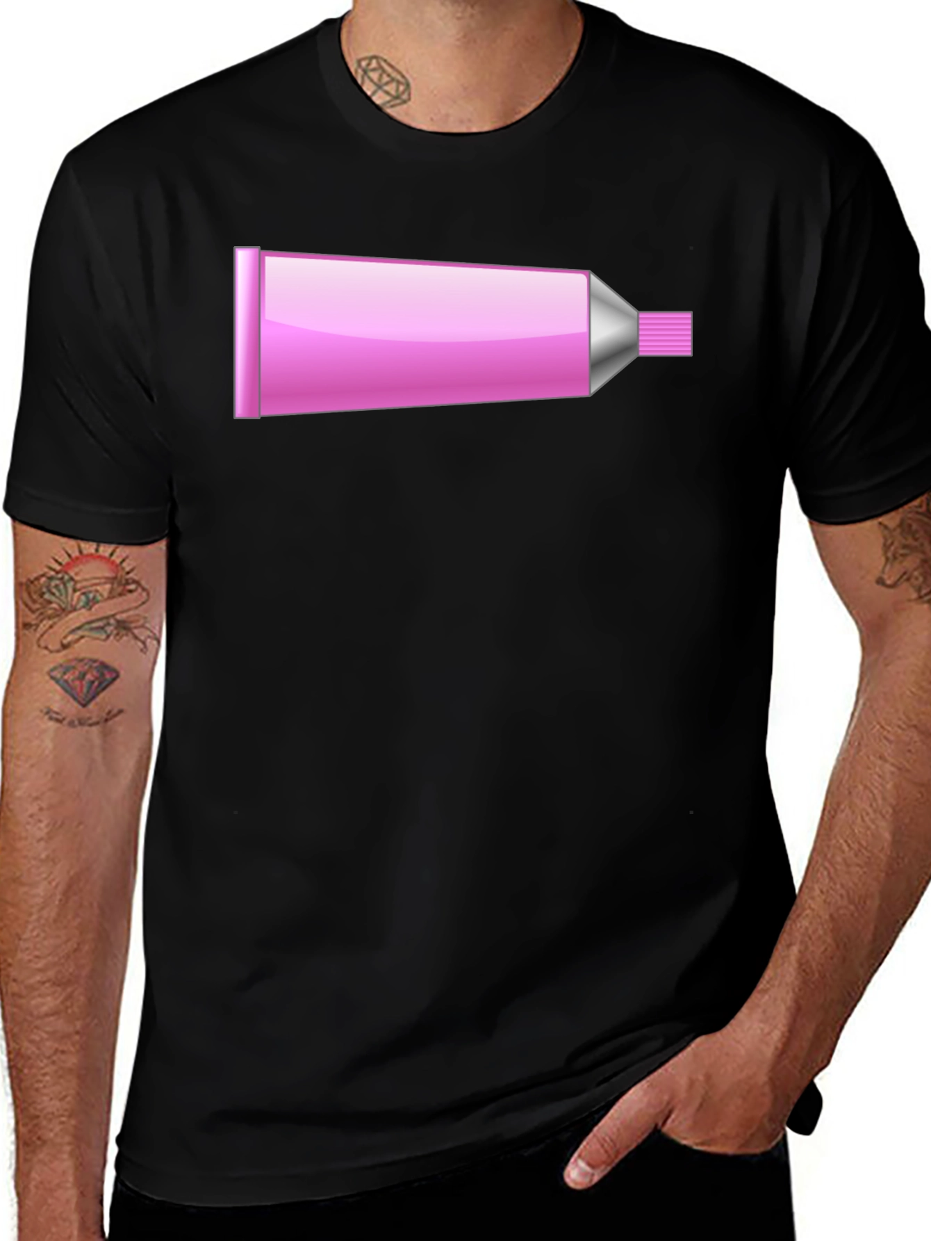 Pink Tube Graphic T-Shirt - Novelty Design