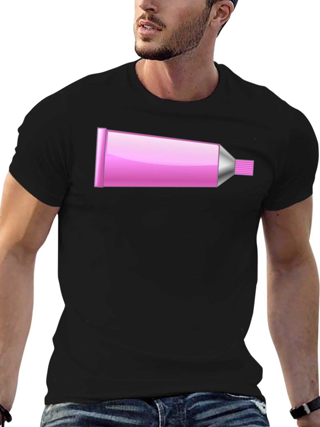Pink Tube Graphic T-Shirt - Novelty Design