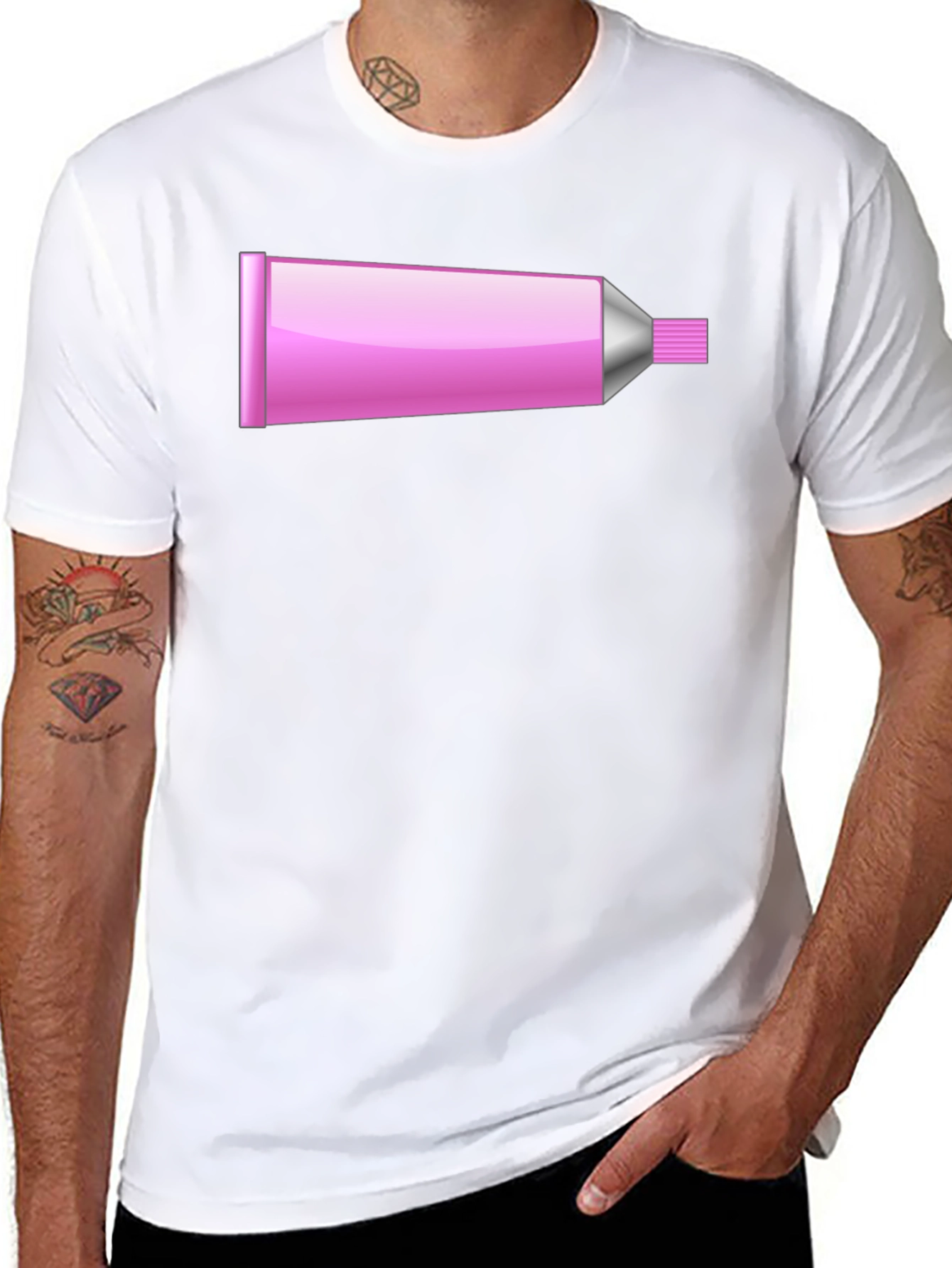 Pink Tube Graphic T-Shirt - Novelty Design