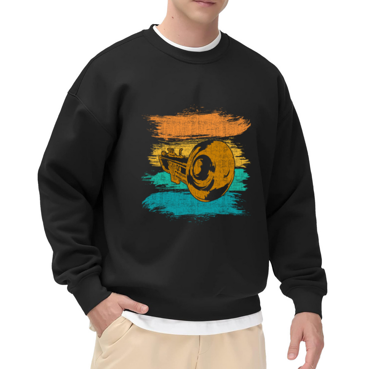 Vintage Trumpet Music Design - Crewneck Sweatshirt | Trumpet, Jazz, Music Lover Gift