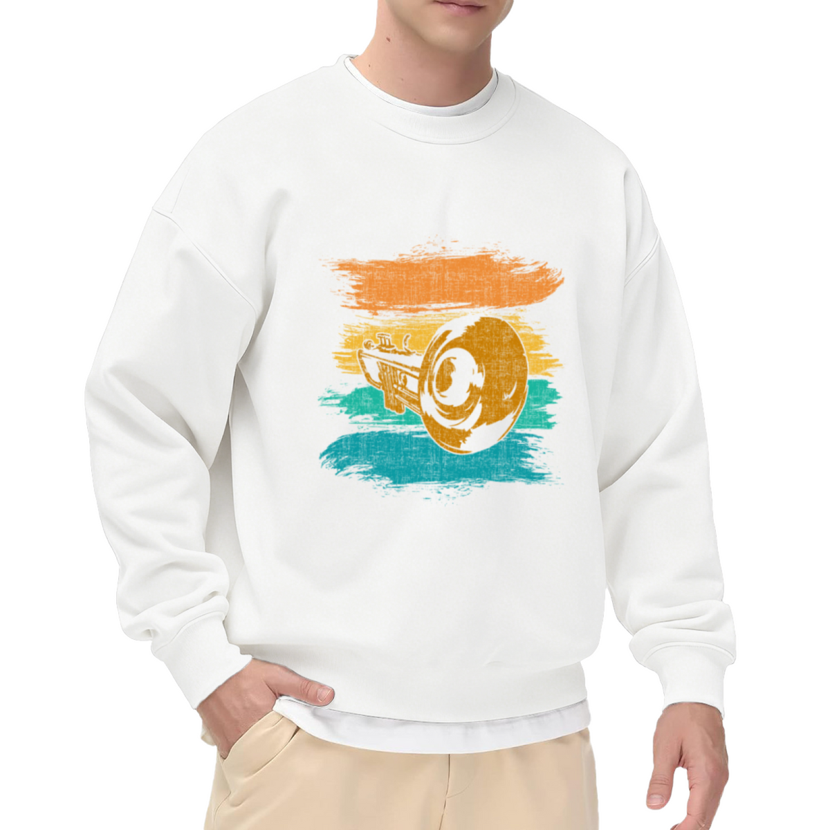 Vintage Trumpet Music Design - Crewneck Sweatshirt | Trumpet, Jazz, Music Lover Gift