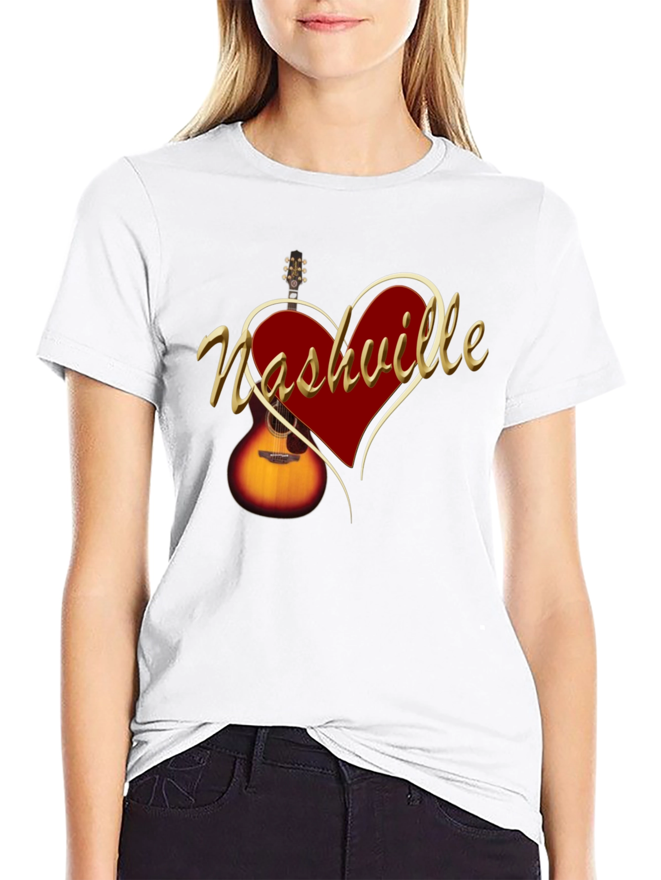 Nashville Guitar Heart T-Shirt - Music City Tee