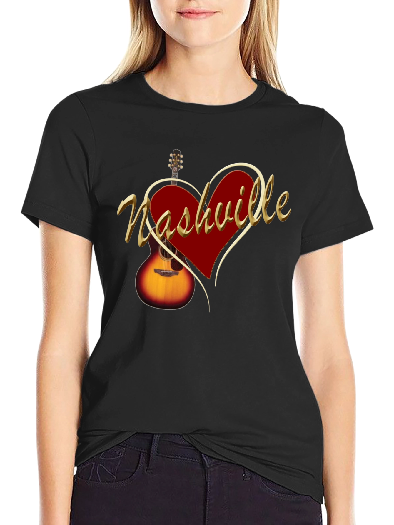Nashville Guitar Heart T-Shirt - Music City Tee