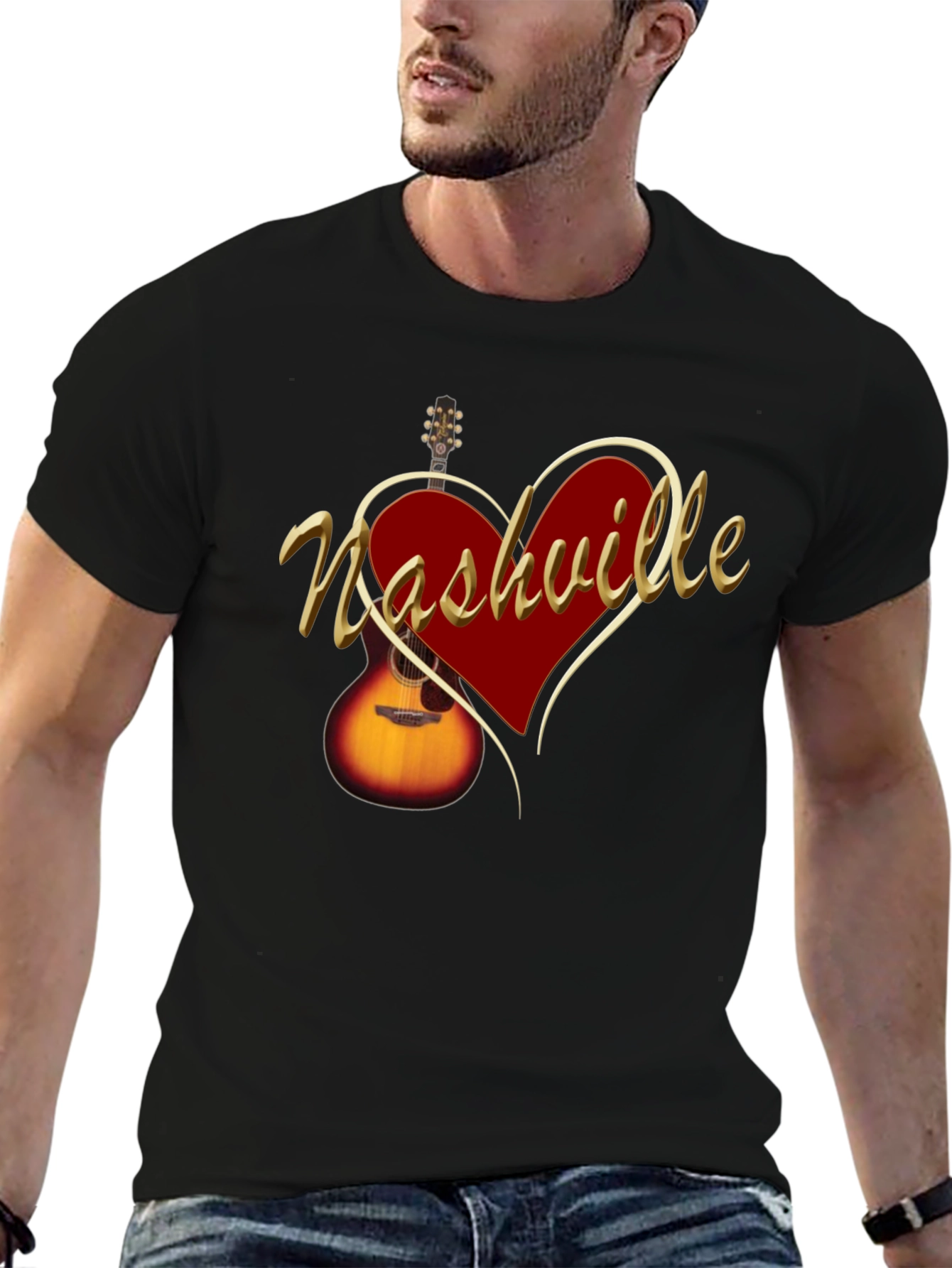 Nashville Guitar Heart T-Shirt - Music City Tee