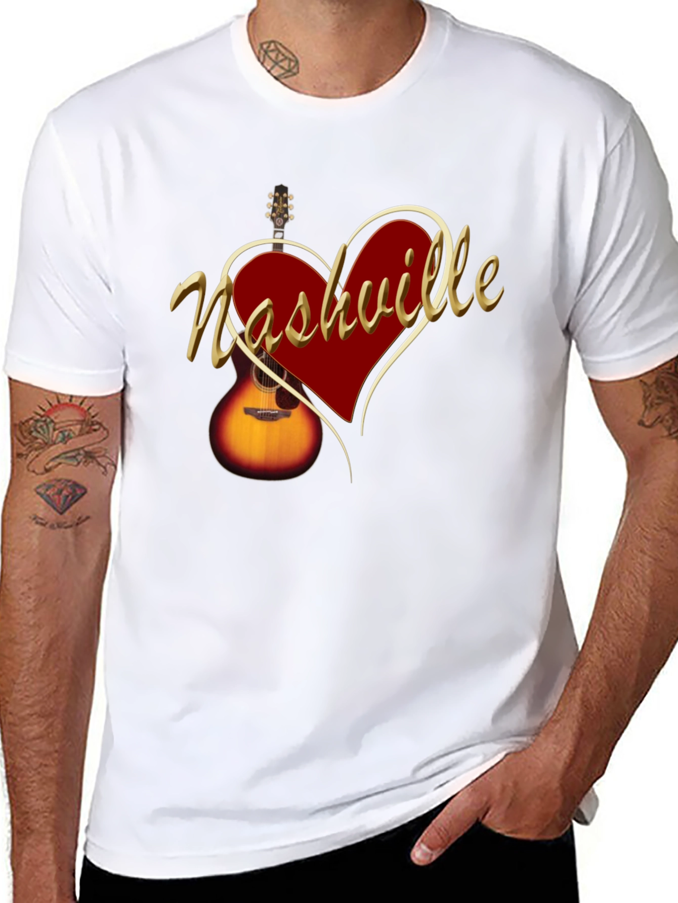 Nashville Guitar Heart T-Shirt - Music City Tee