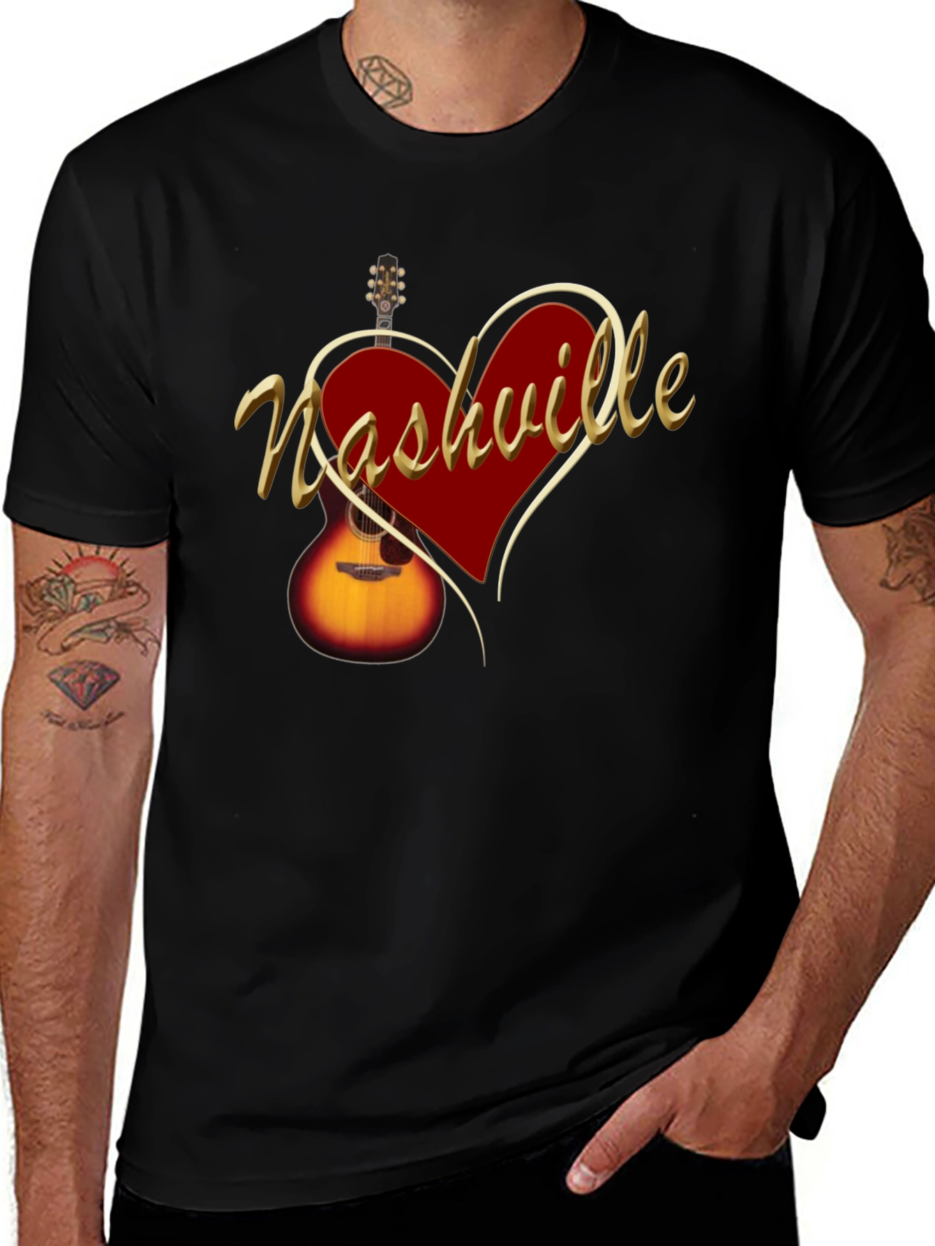 Nashville Guitar Heart T-Shirt - Music City Tee