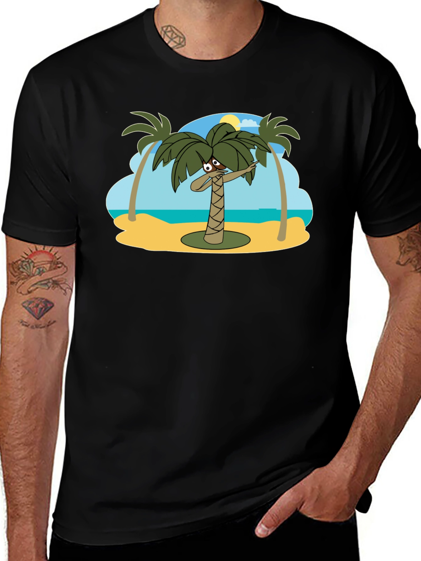 Dabbing Palm Tree Black T-Shirt