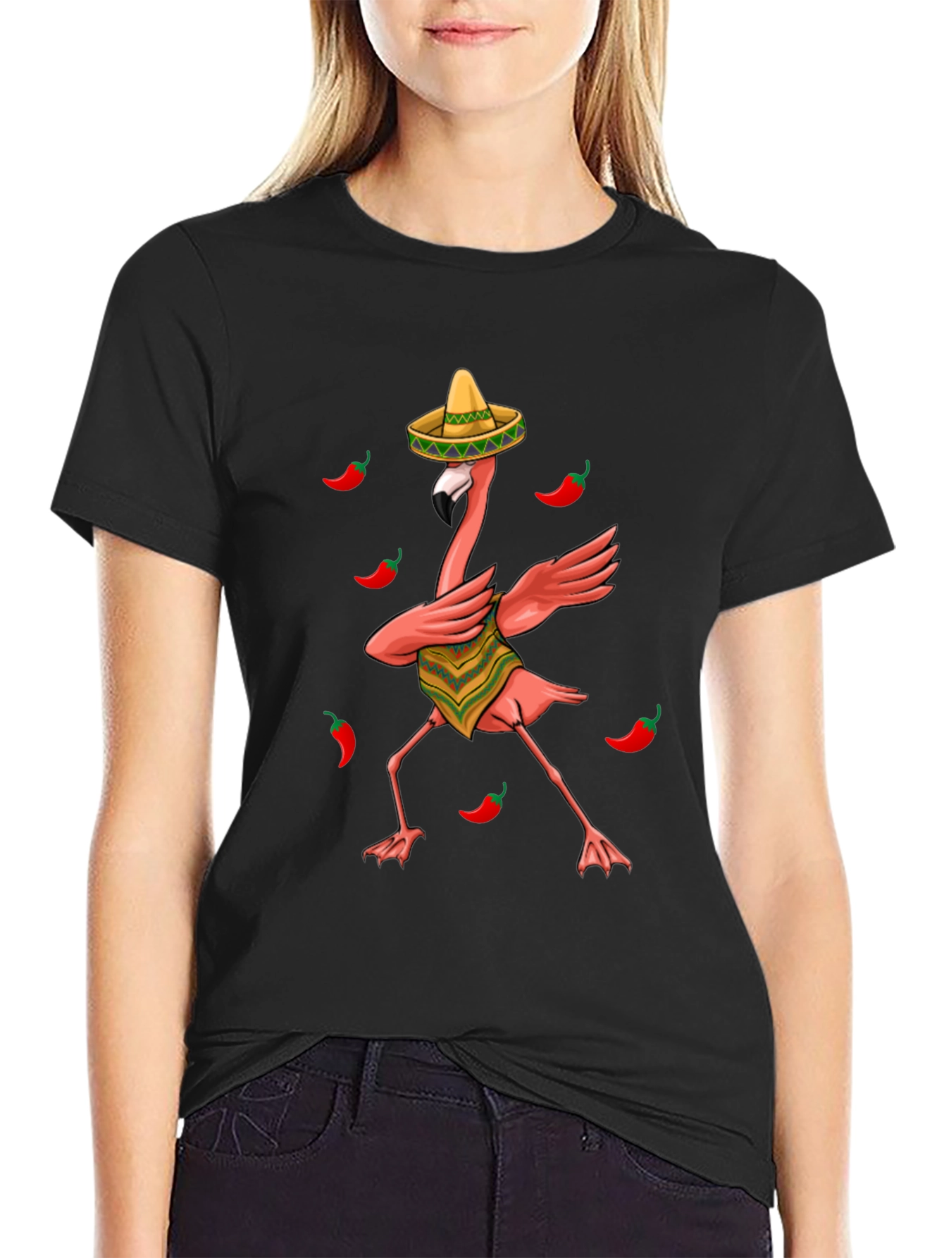 Fiesta Flamingo Black T-Shirt