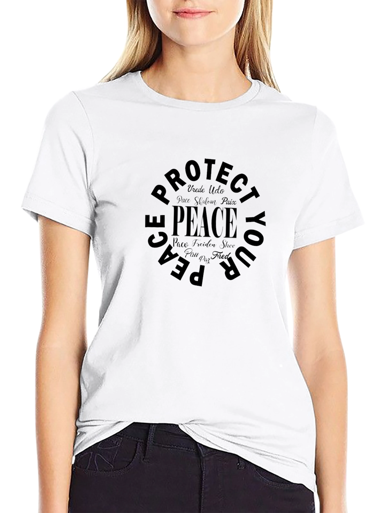 Peace Protect T-Shirt - Black Graphic Tee