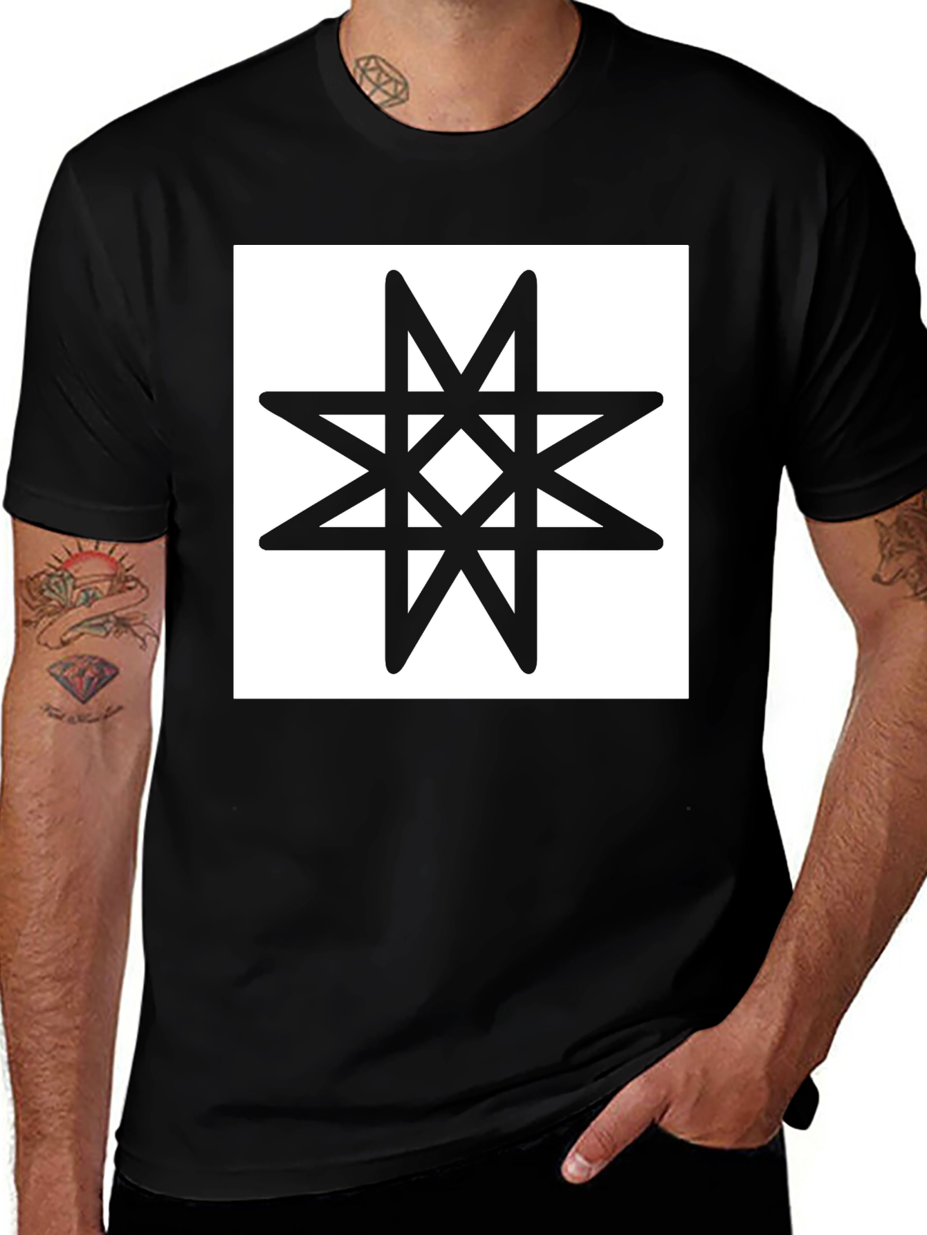 Black T-Shirt with Star of Lada Graphic Tee