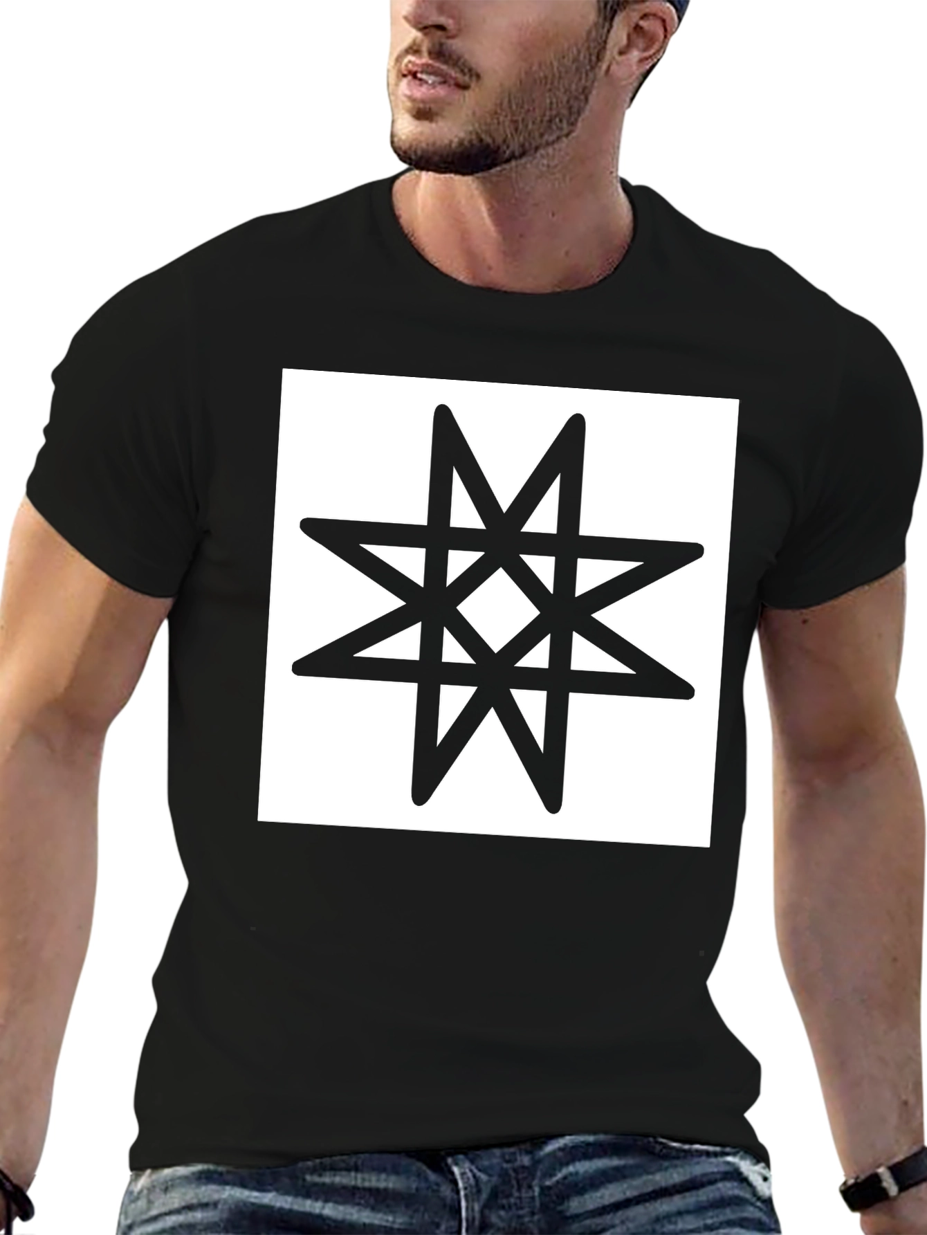 Black T-Shirt with Star of Lada Graphic Tee