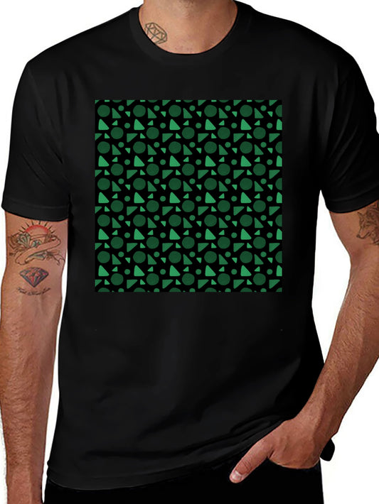 Modern Geometric Pattern Black T-Shirt