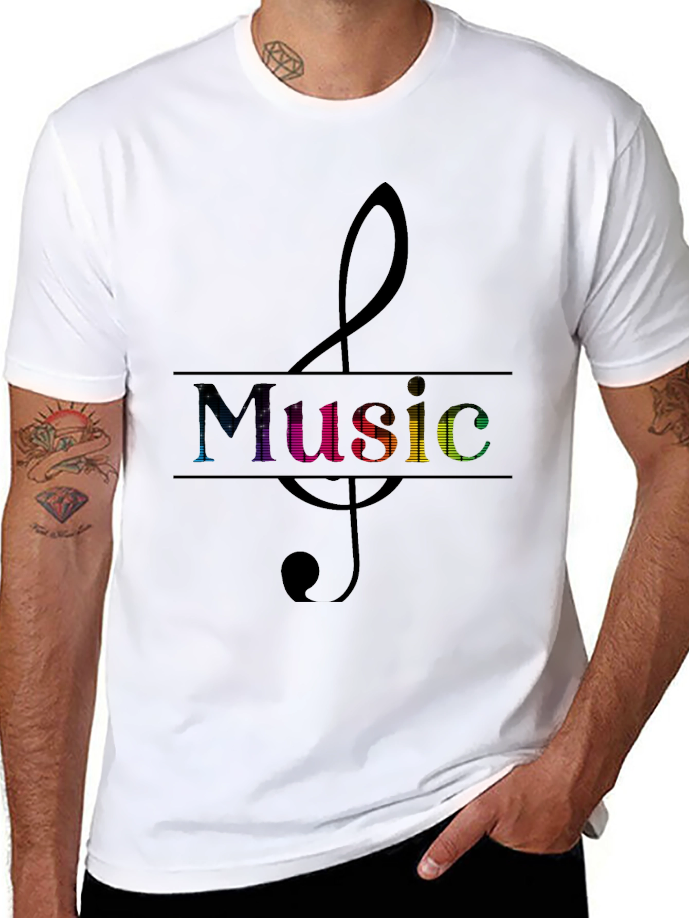 Music Clef Graphic Tee - Mens Black T-Shirt