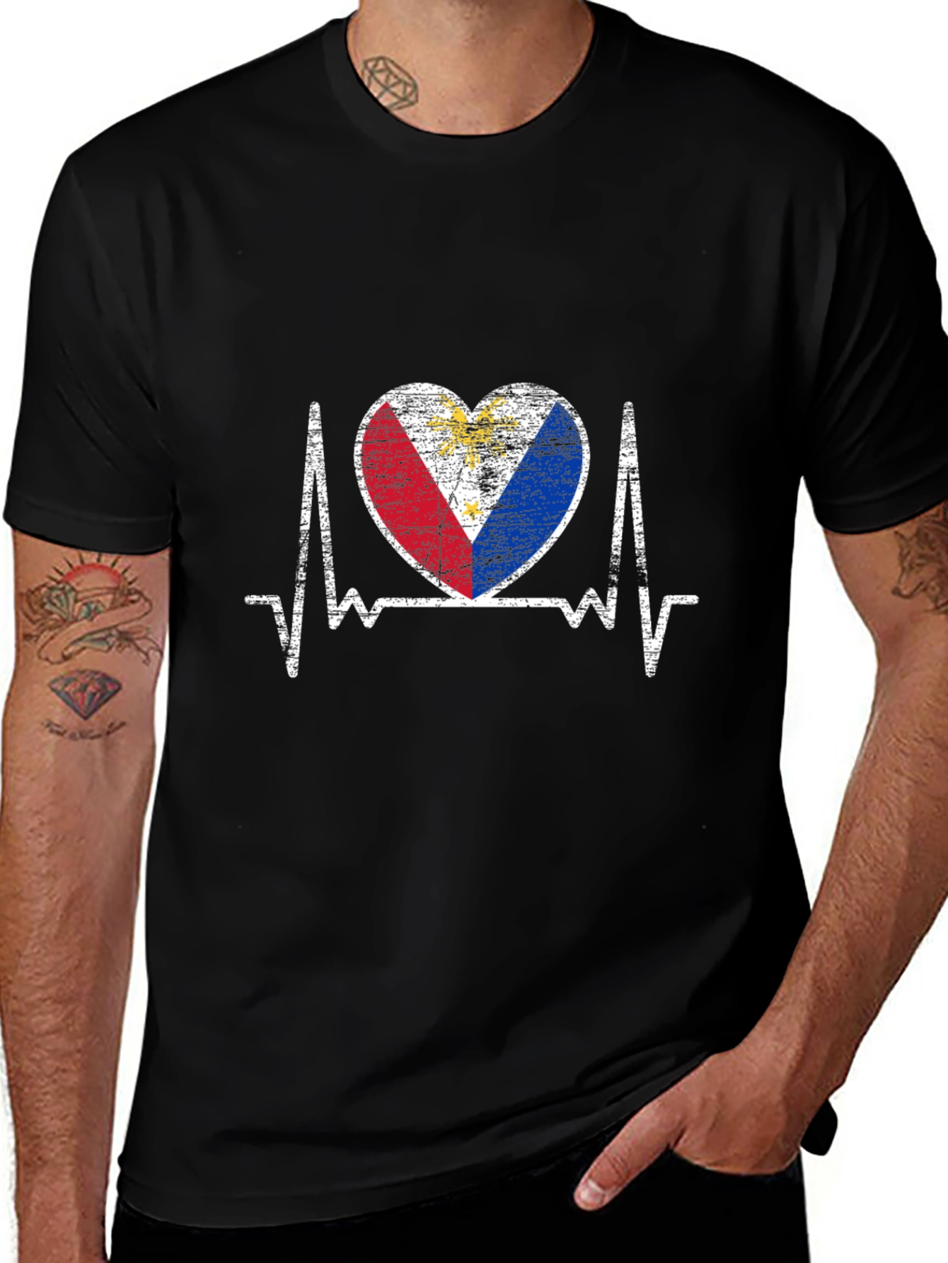 Philippines Flag Heartbeat T-Shirt